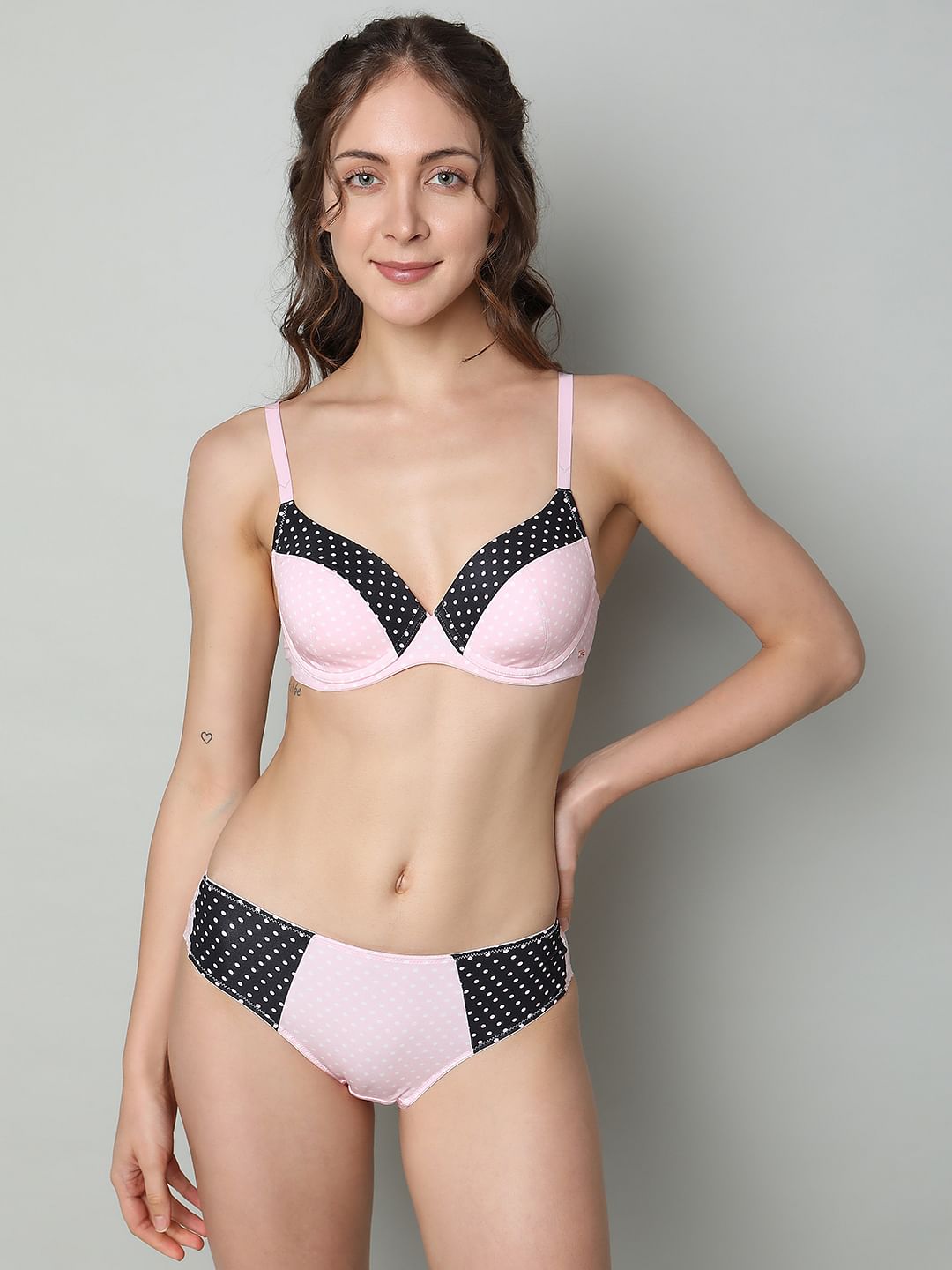 Pink Polka Dot Padded T-Shirt Bra