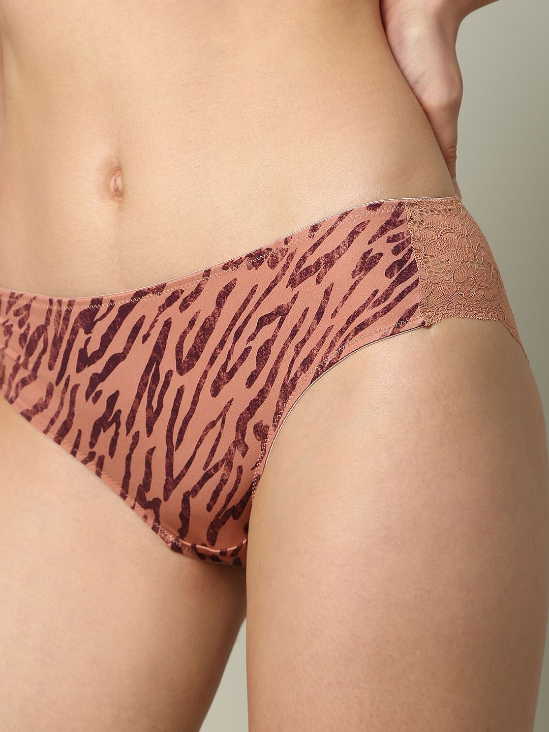 Intimates Brown Animal Print Midi Briefs