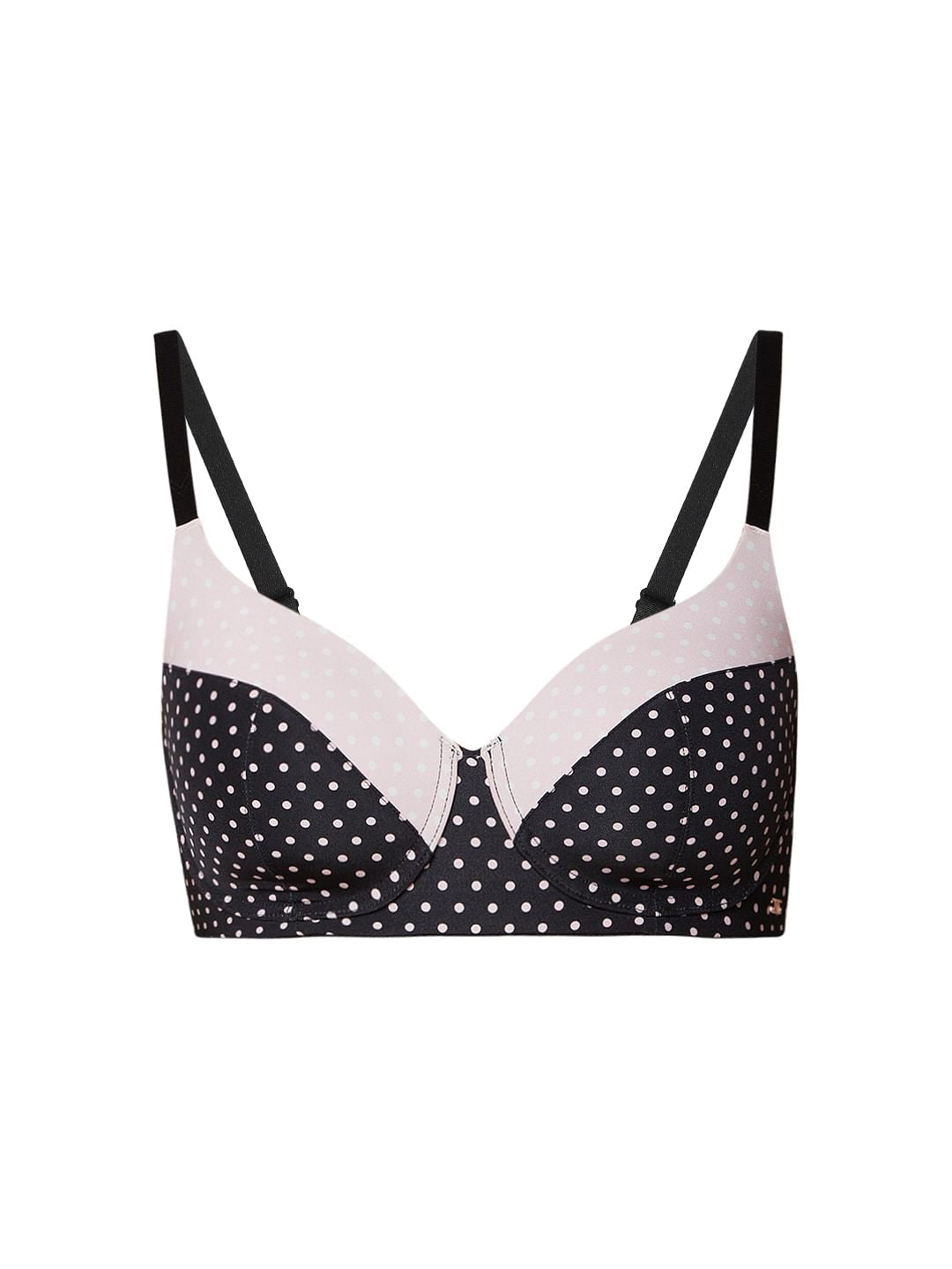 Intimates Black Polka Dot Padded T-Shirt Bra