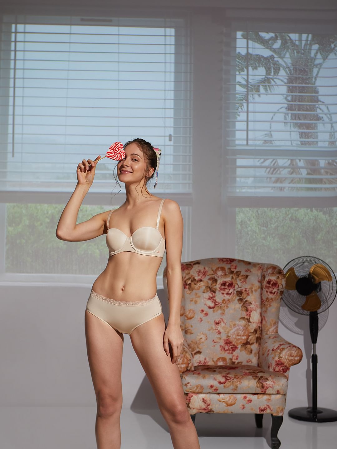 Beige Lace Midi Briefs