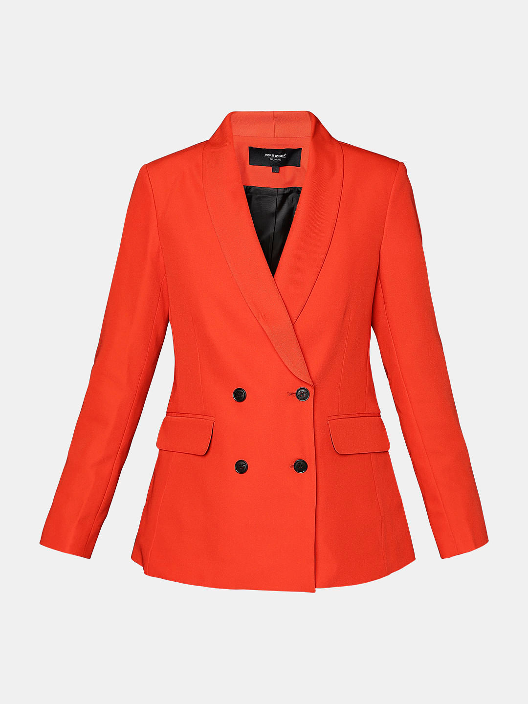 Orange Shawl Lapel Collar Blazer