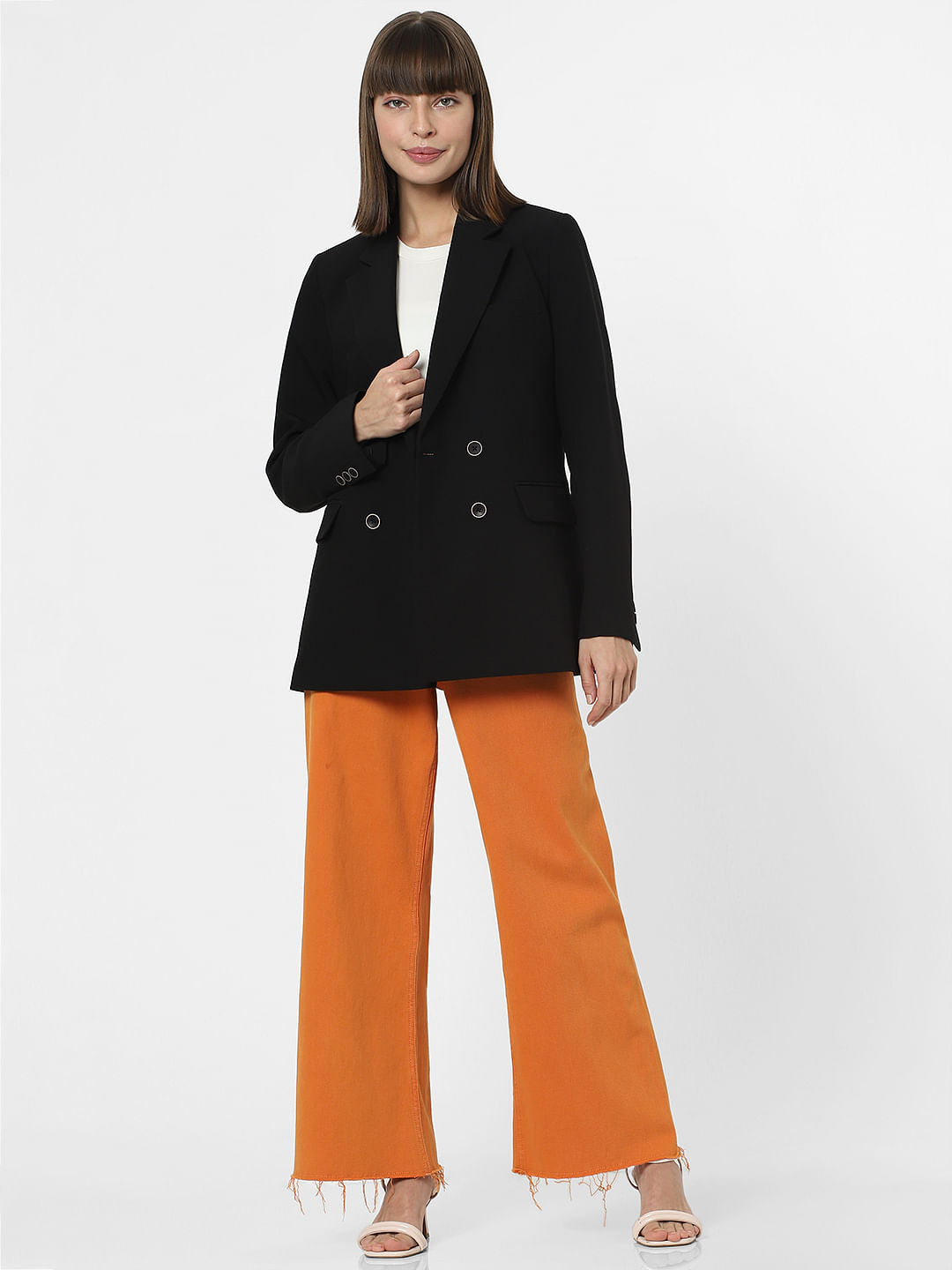 Black Notch Lapel Collar Blazer