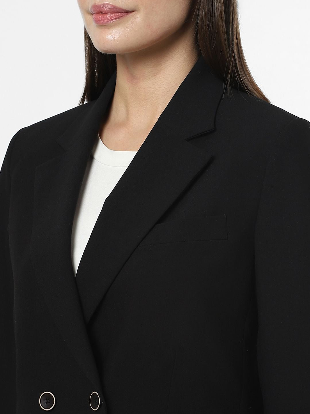 Black Notch Lapel Collar Blazer