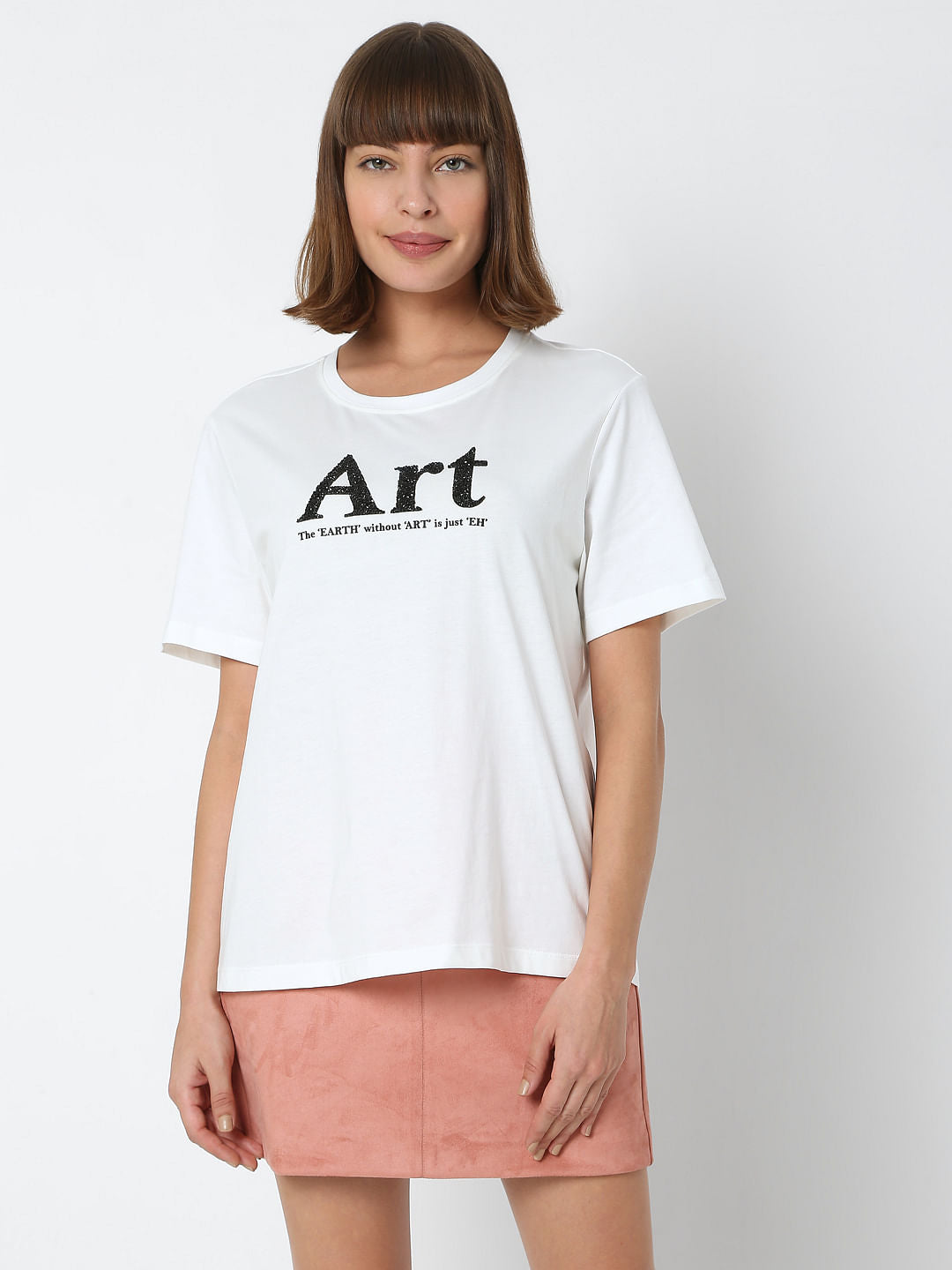 White Typographic Print T-Shirt