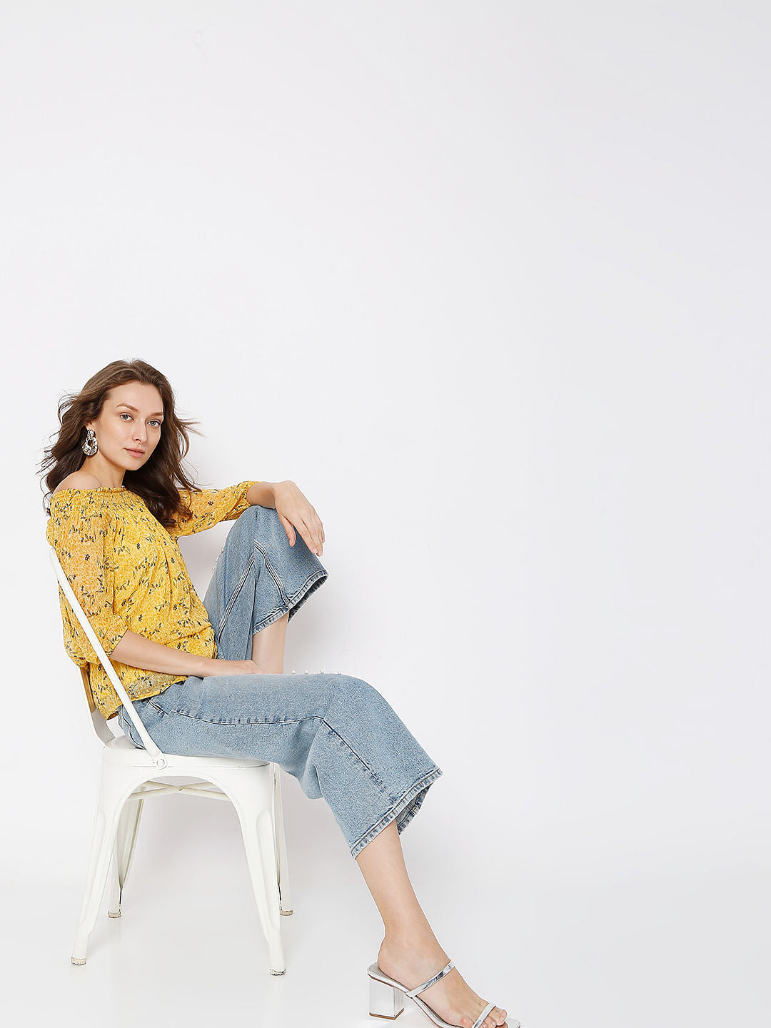 Yellow Floral Off-Shoulder Top