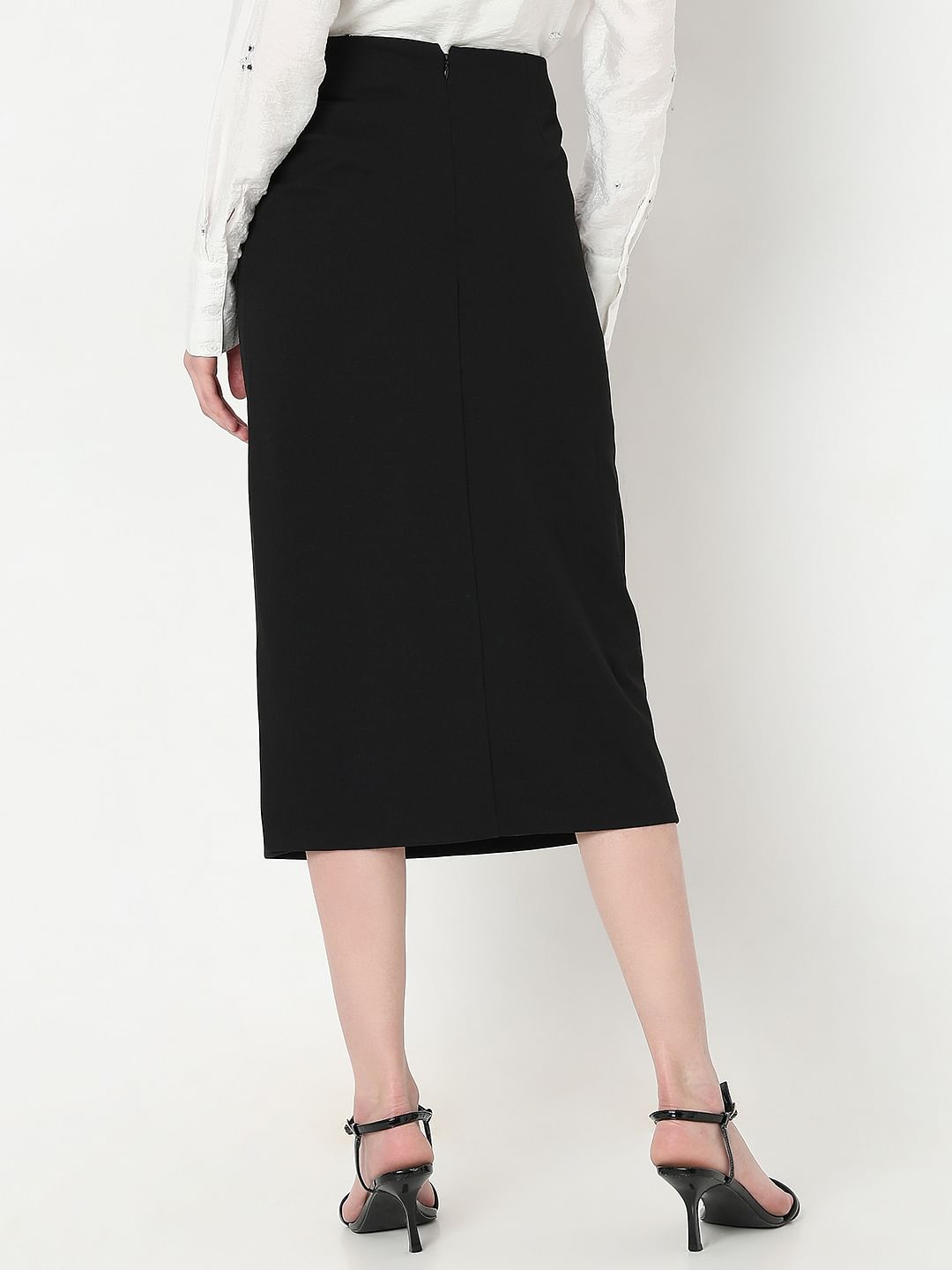 Black High Rise Pencil Skirt