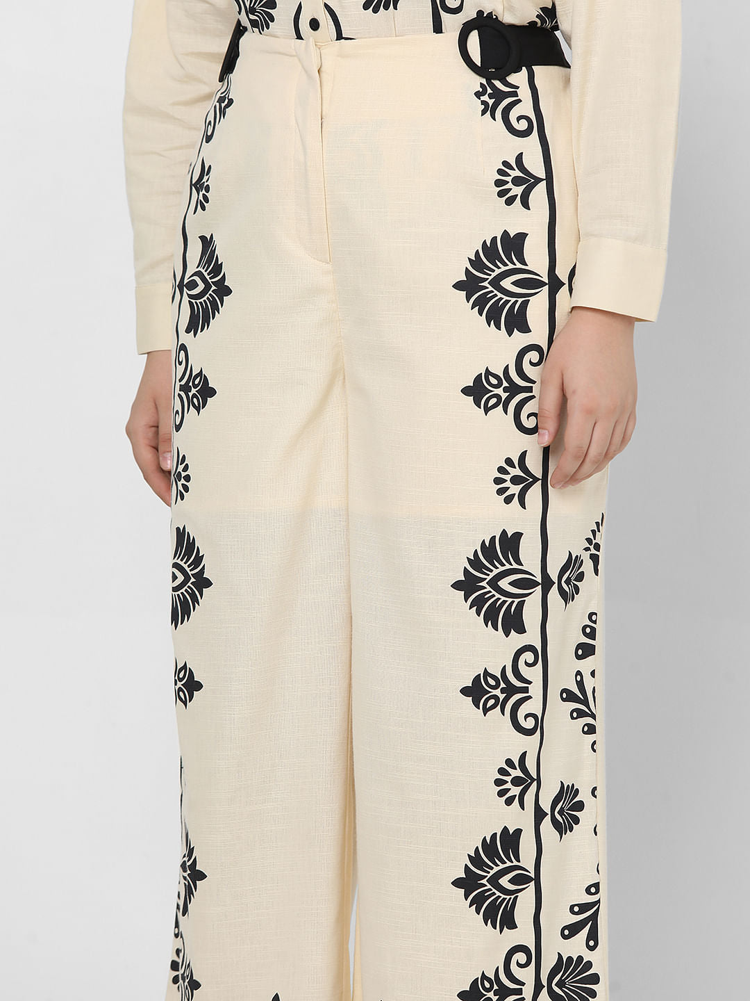 Curve Beige Printed Co-Ord Pants