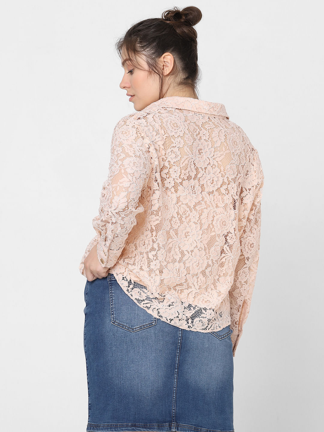 Curve Pink Lace Shirt