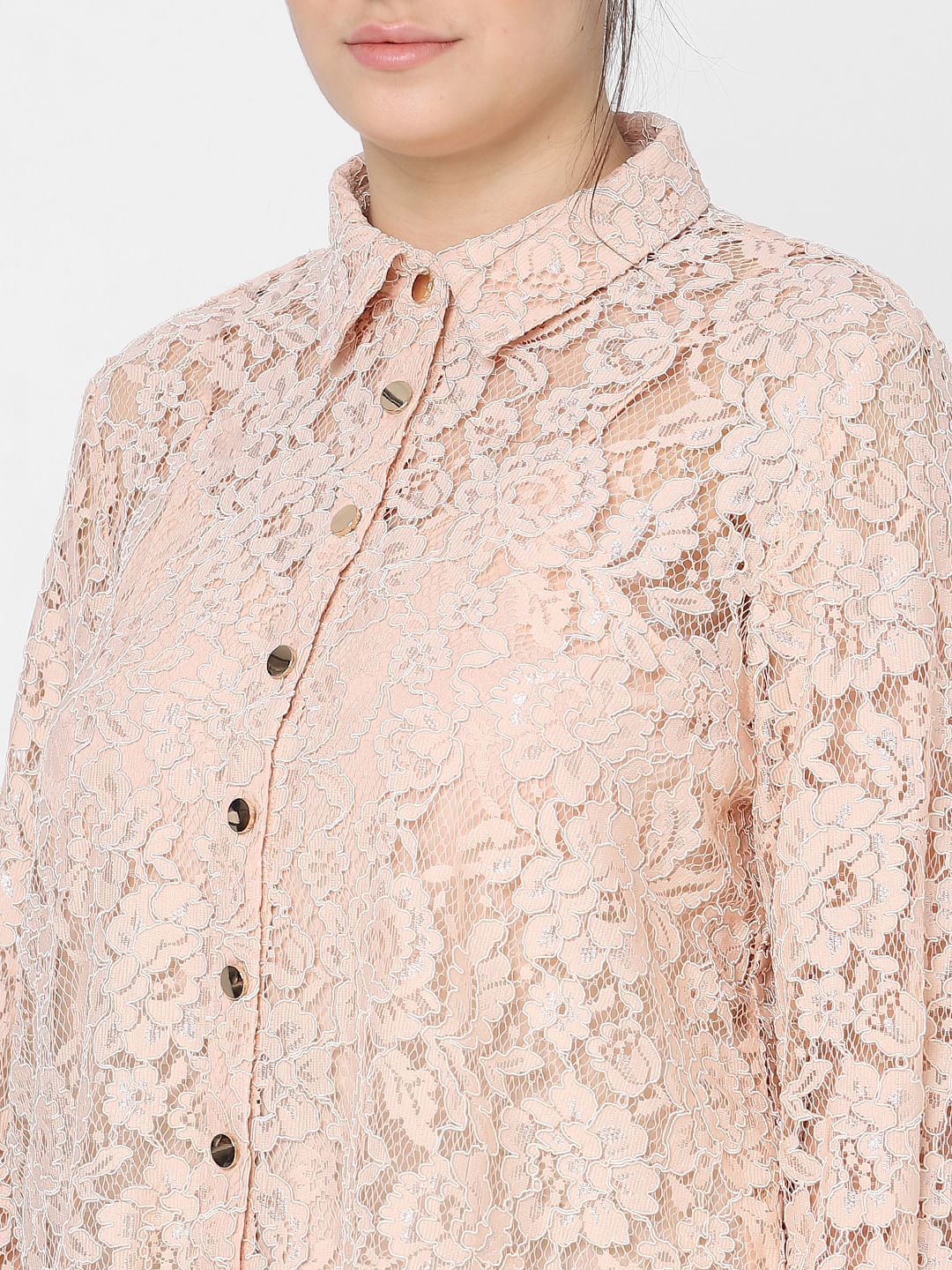Curve Pink Lace Shirt