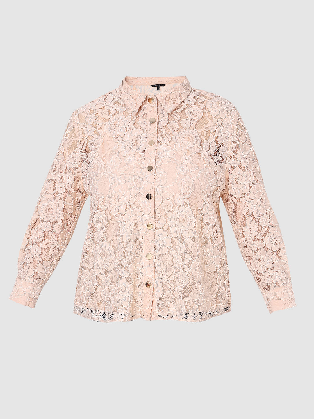 Curve Pink Lace Shirt