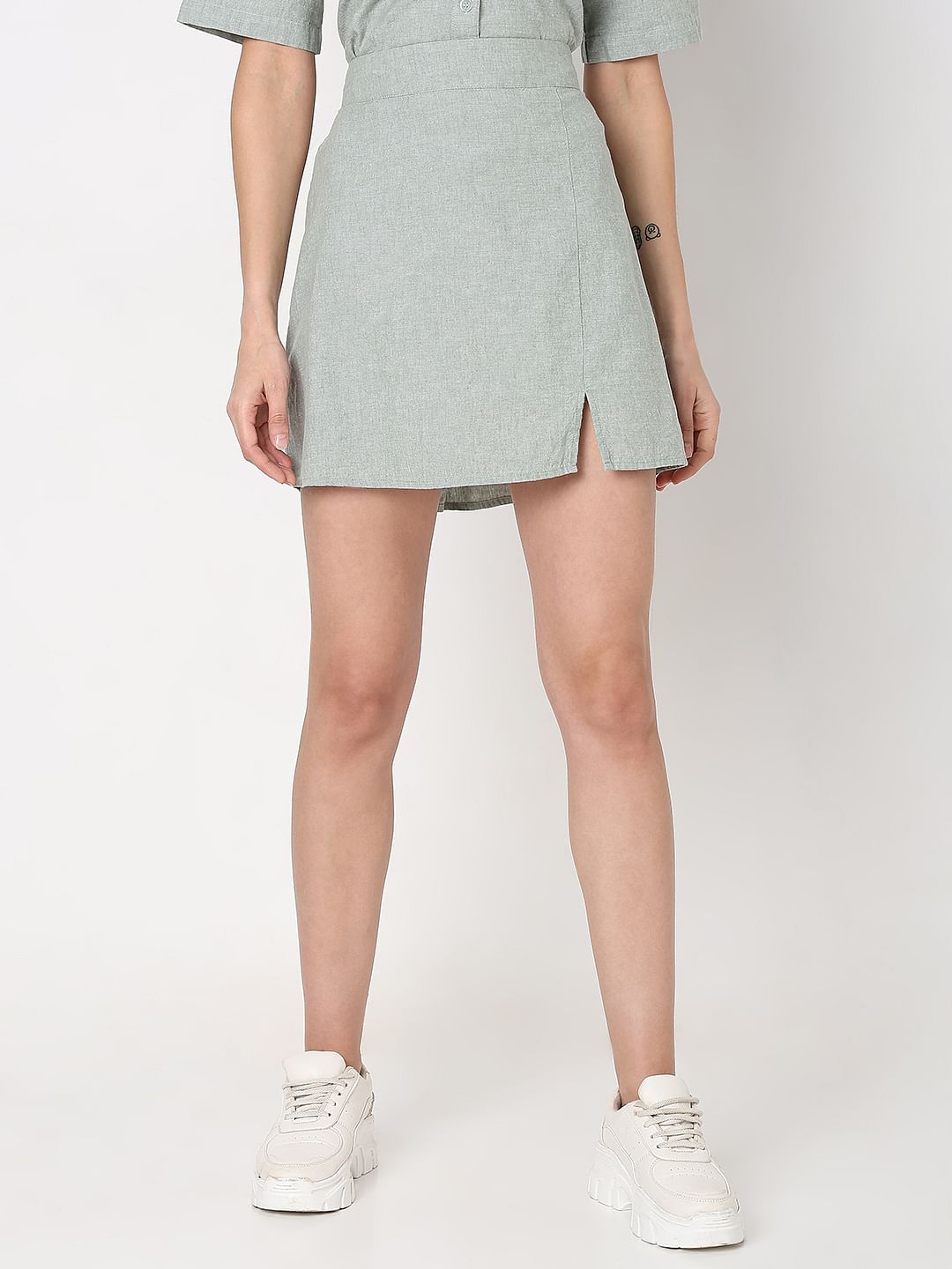 Light Green Co-Ord Set Short Skirt