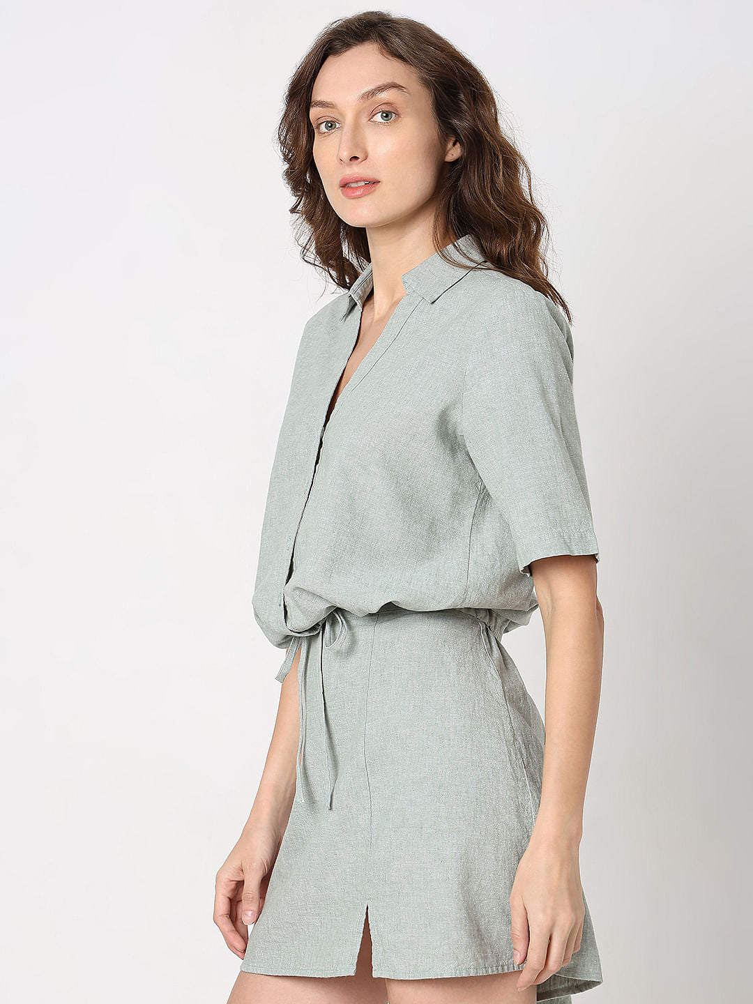 Green Woven Co-Ord Set Shirt