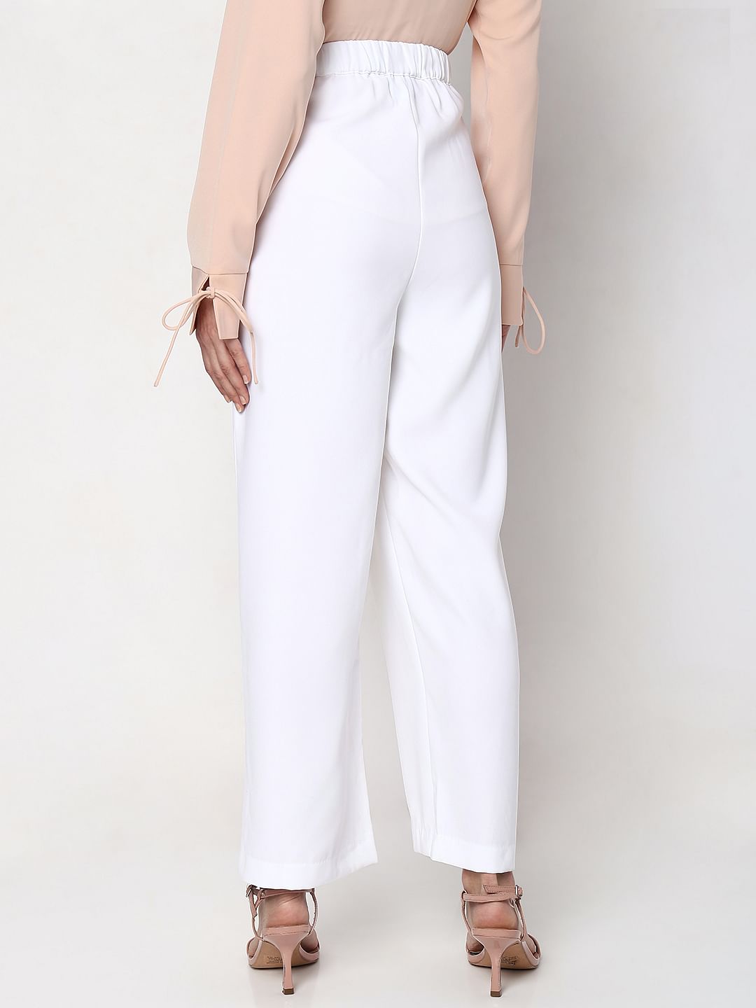 White High Rise Wide Leg Pants