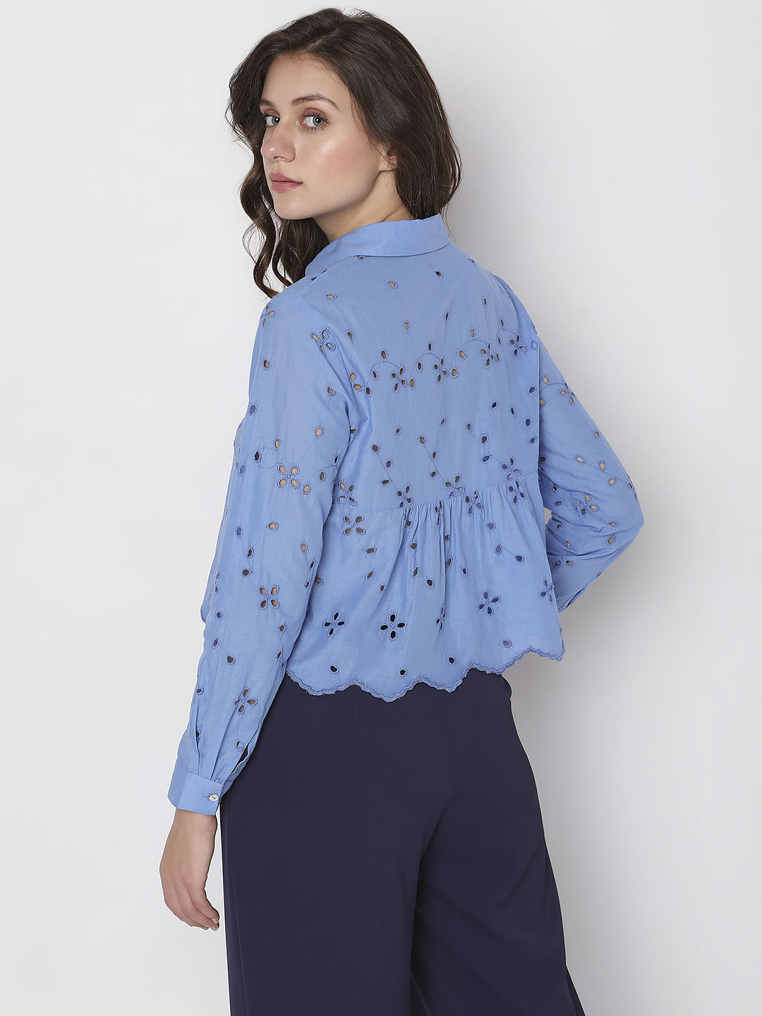 Blue Schiffli Shirt
