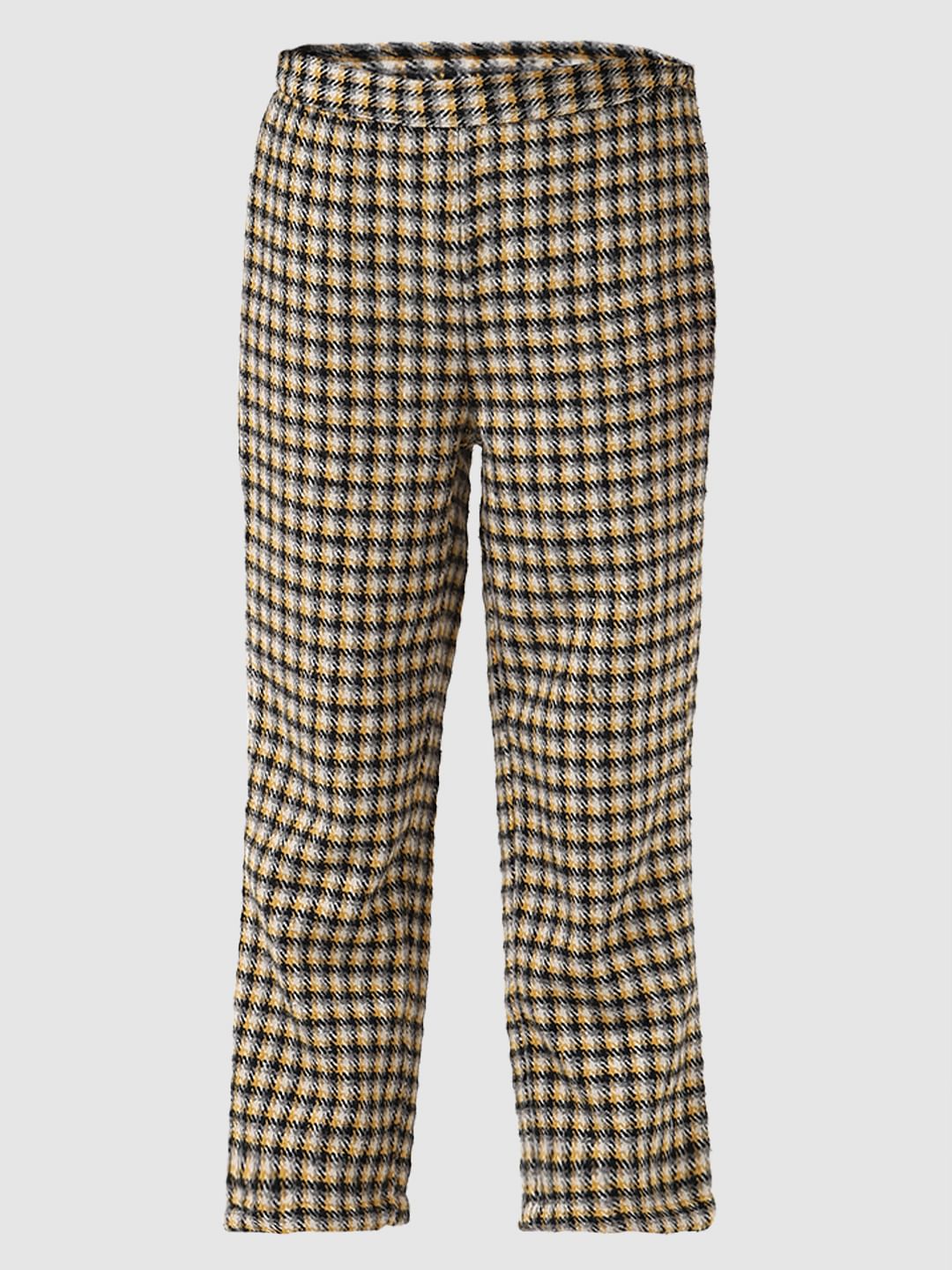 Girl Yellow Check Tweed Pants