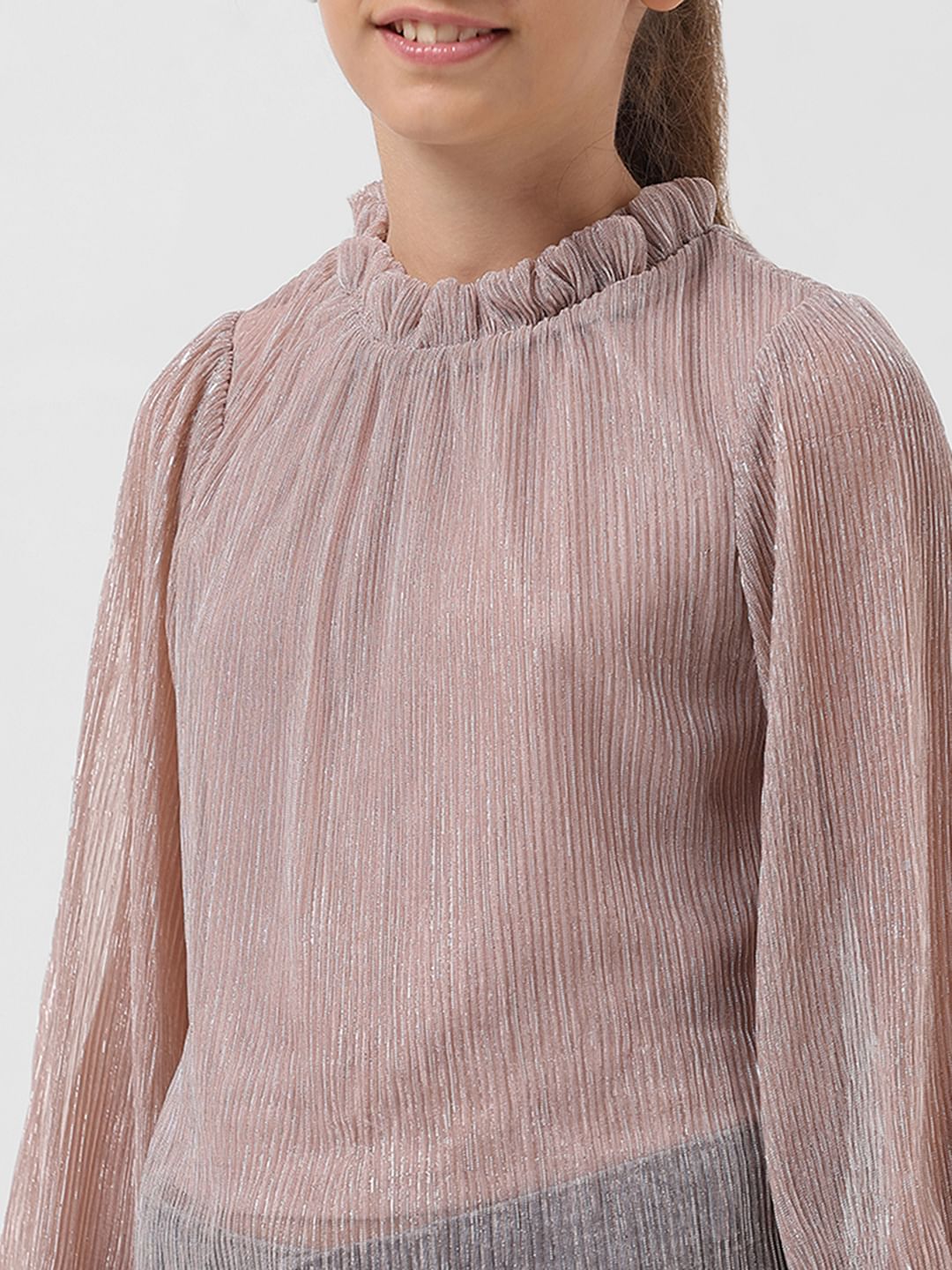 Girl Silver Lurex Shimmer Top