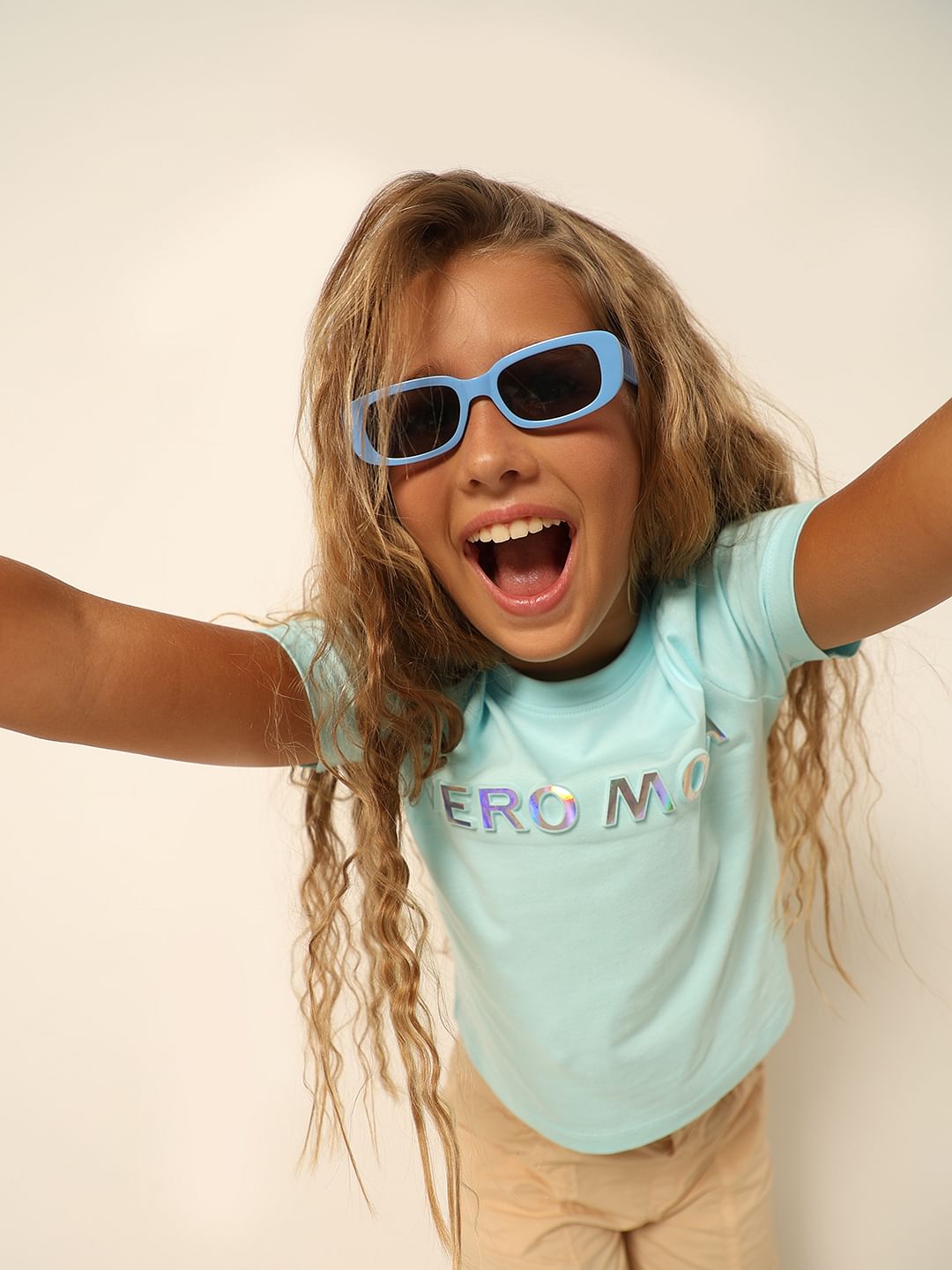 Girls Blue Logo Print T-Shirt