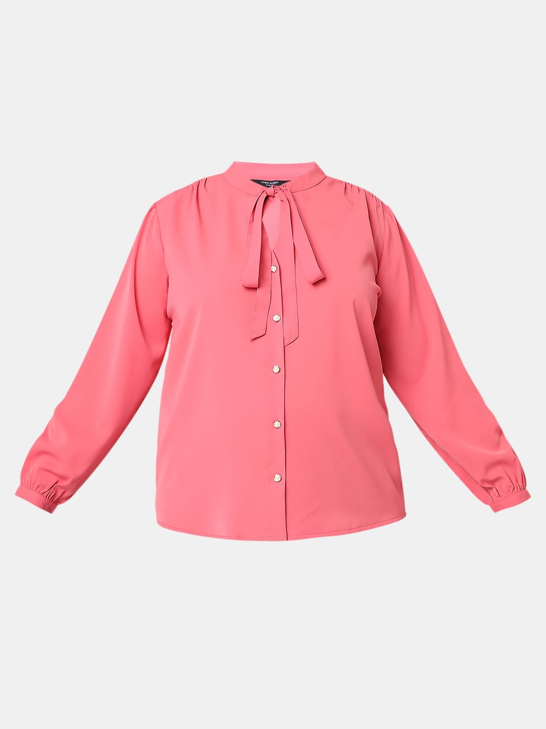Curve Pink Bow Knot Shirt