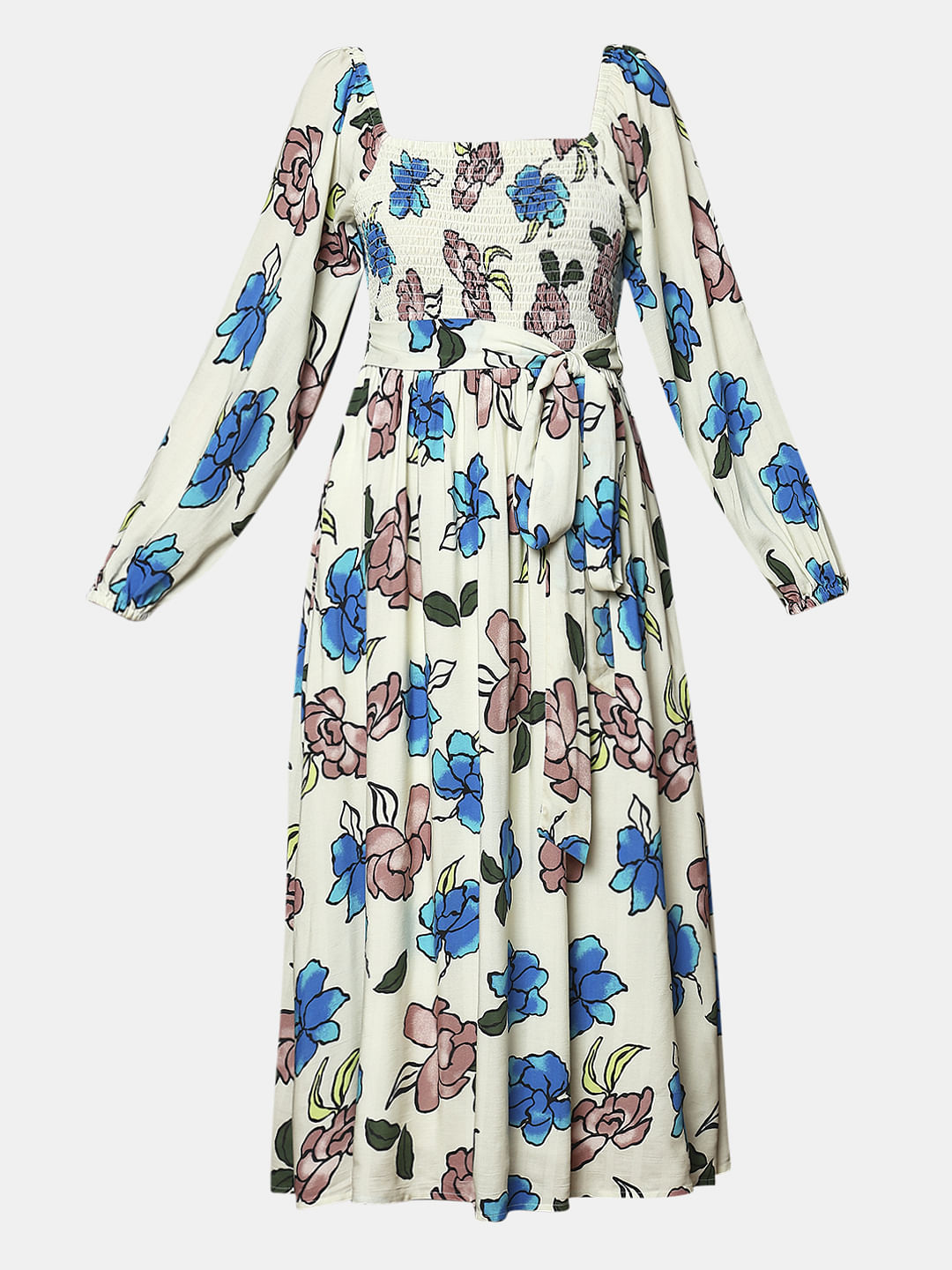 White Floral Print Multi-Style Dress