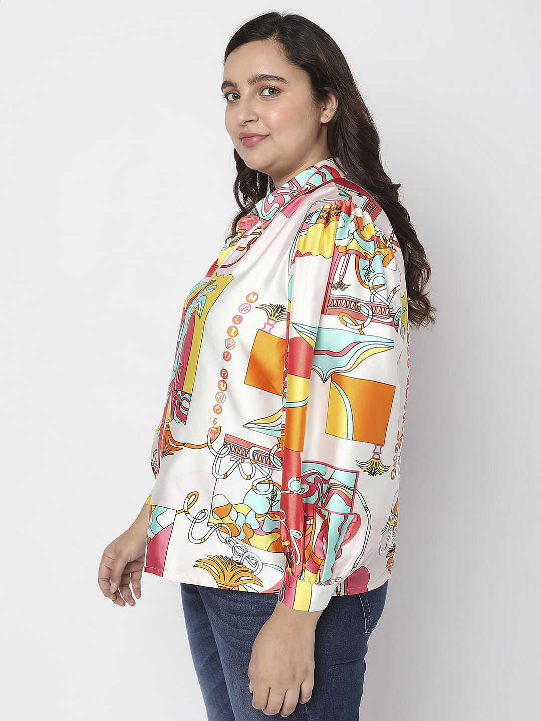 Curve Orange Printed Shirt