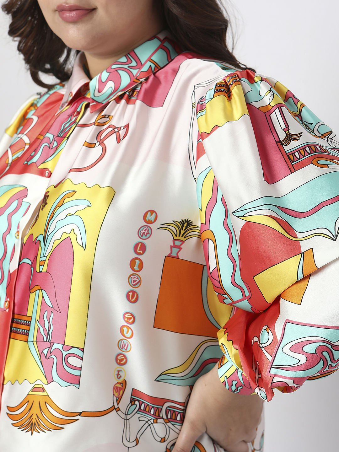 Curve Orange Printed Shirt