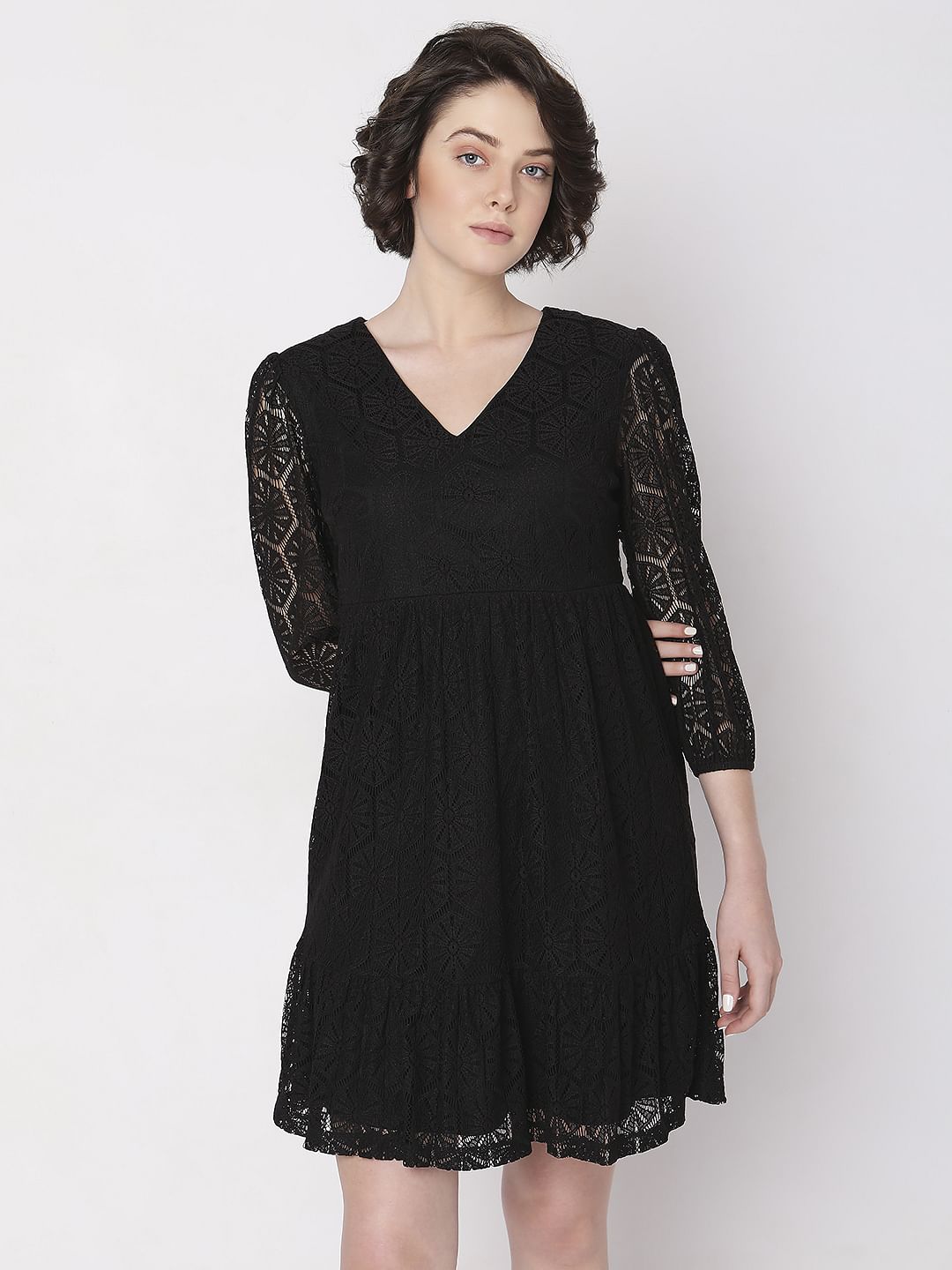 Black Lace Fit & Flare Dress