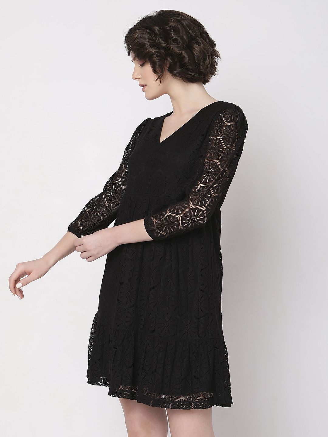 Black Lace Fit & Flare Dress