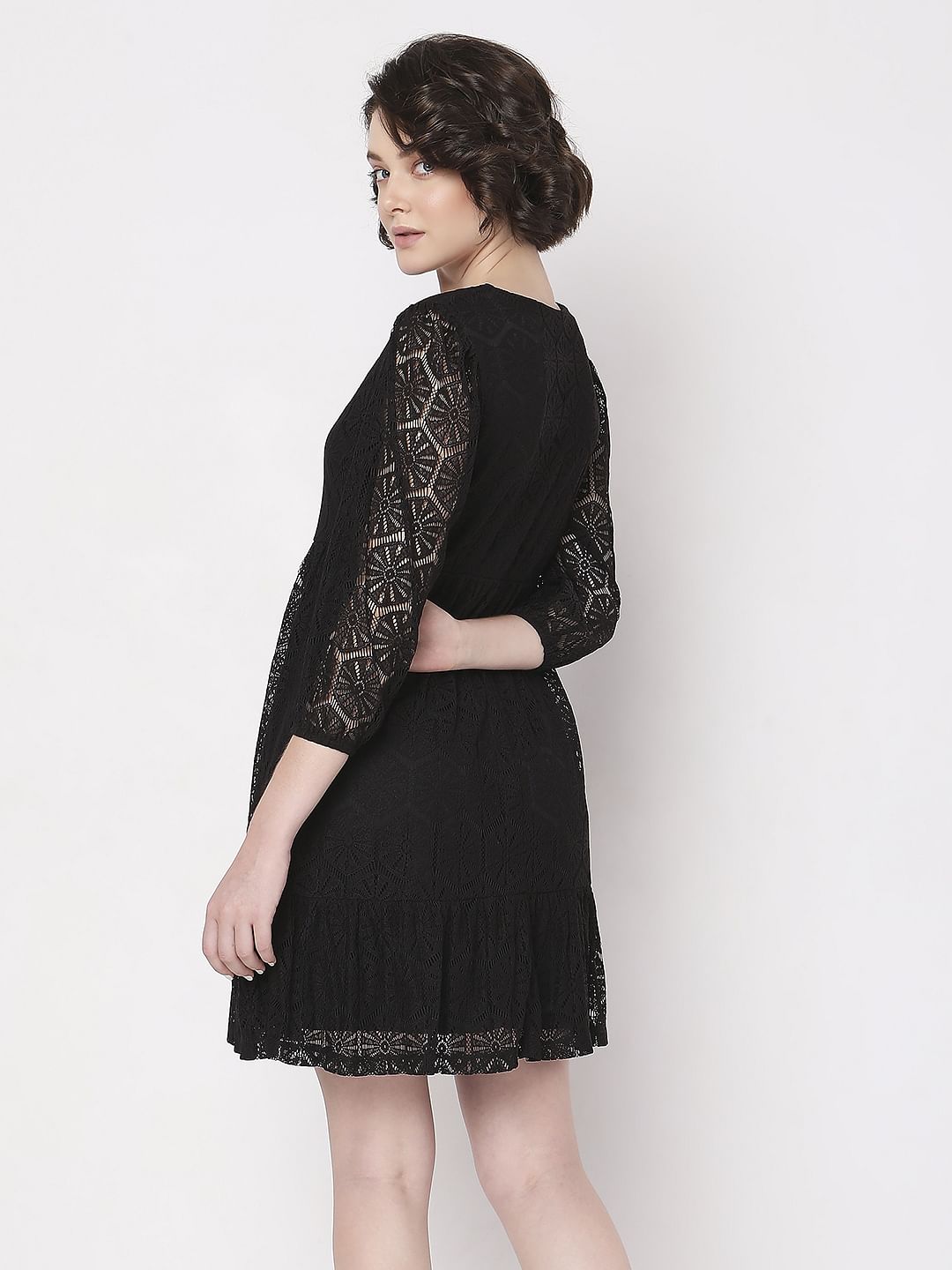 Black Lace Fit & Flare Dress