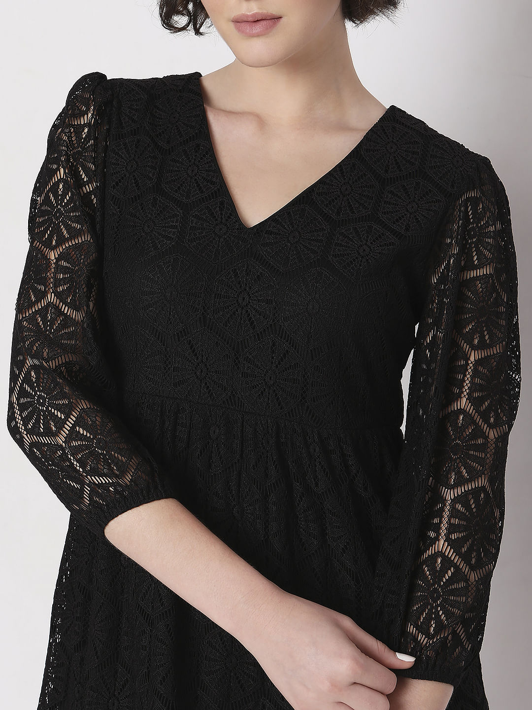 Black Lace Fit & Flare Dress