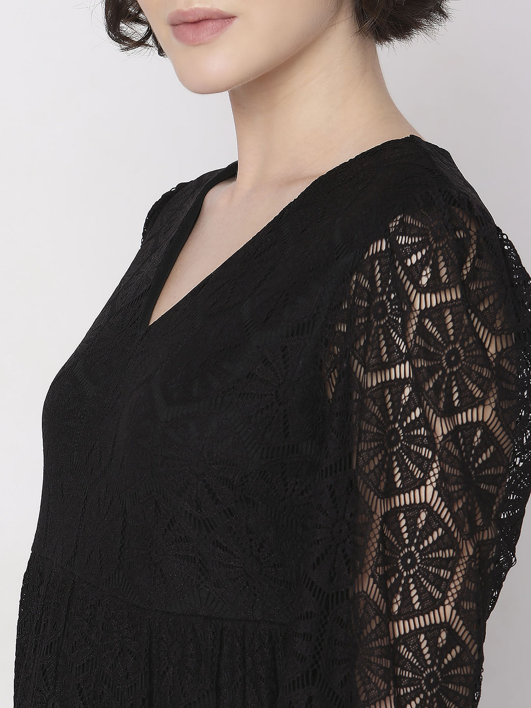 Black Lace Fit & Flare Dress