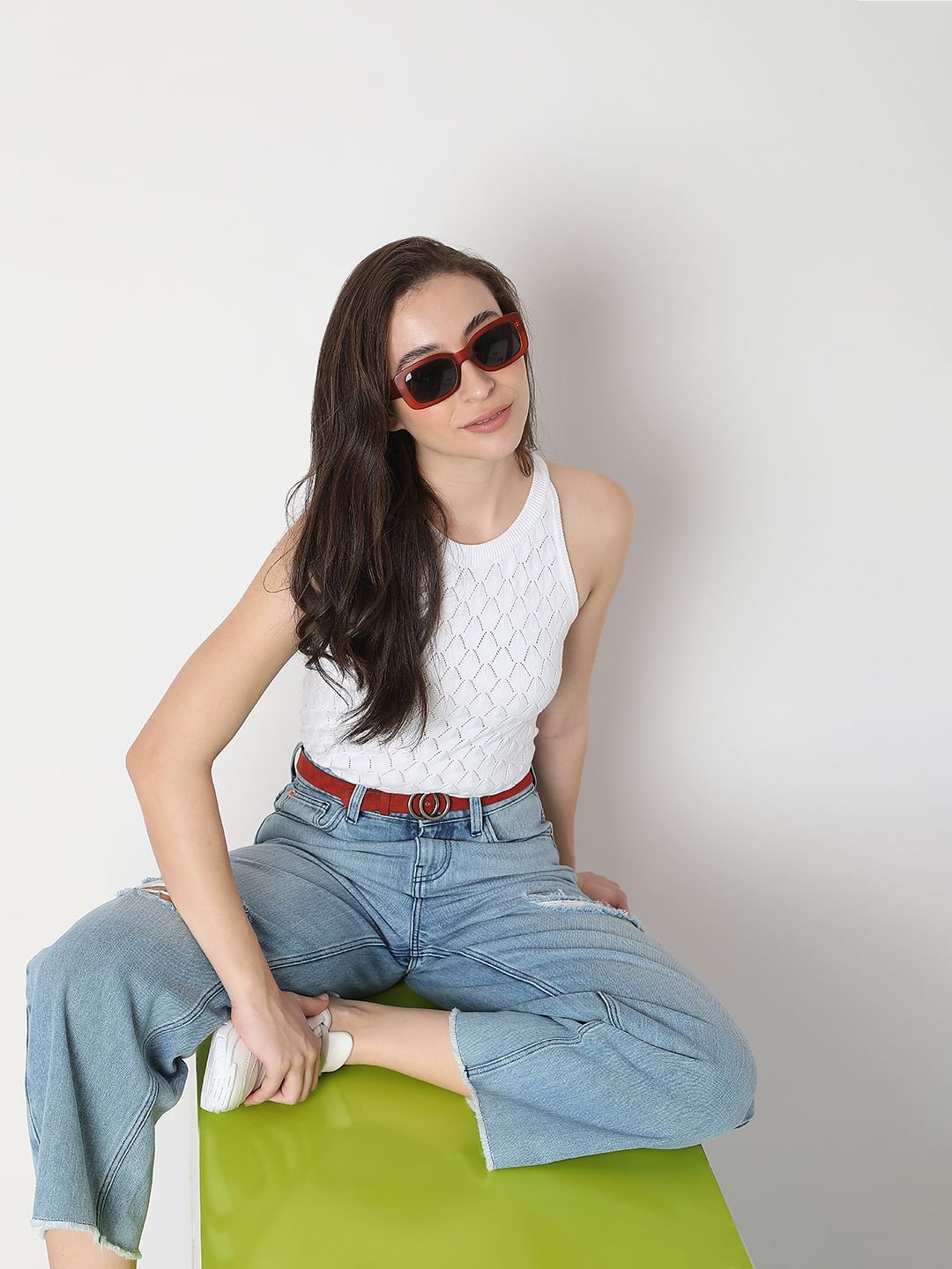 Light Blue Ripped Zoey Wide-Leg Jeans