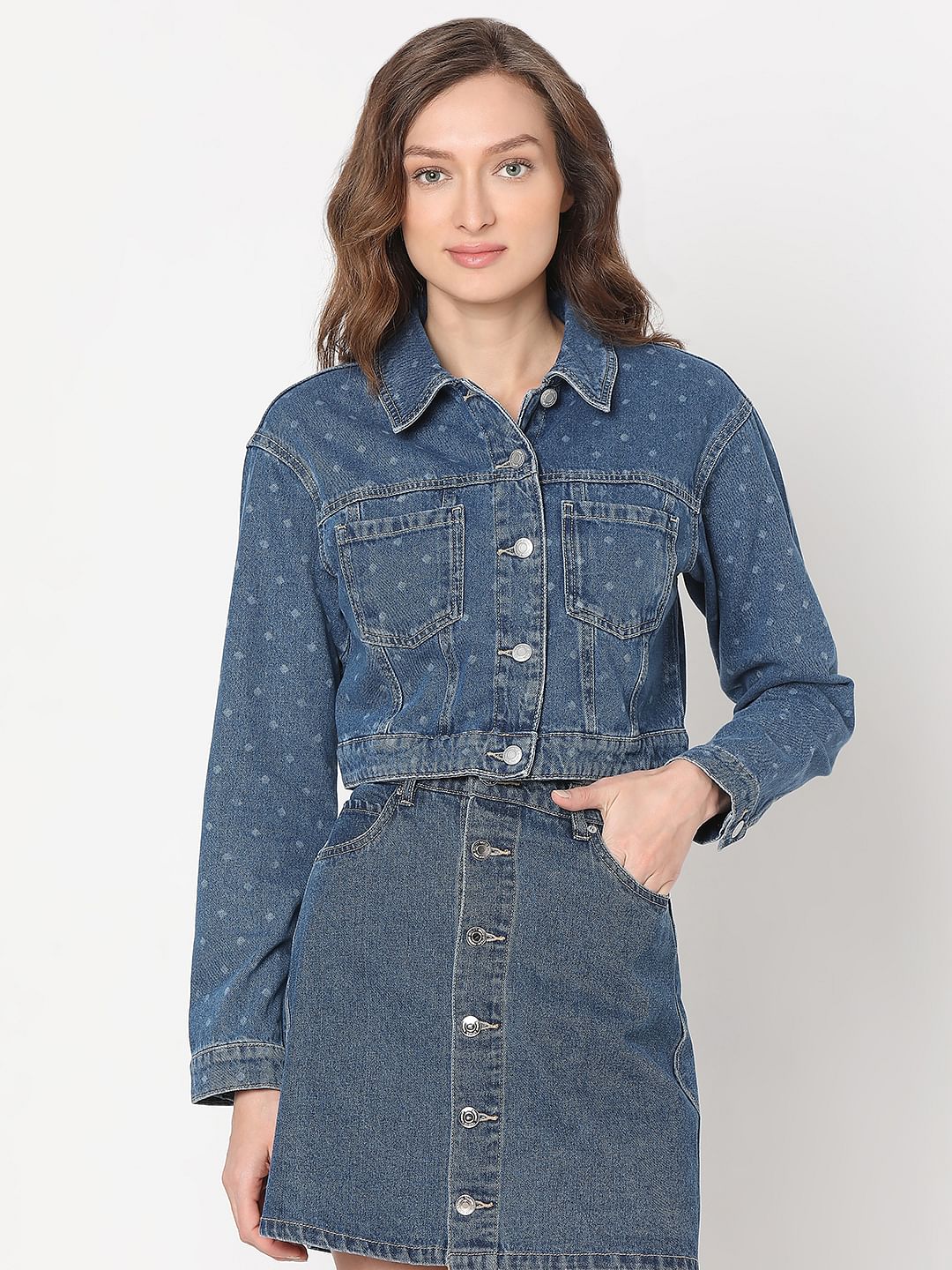 Blue Cropped Denim Jacket