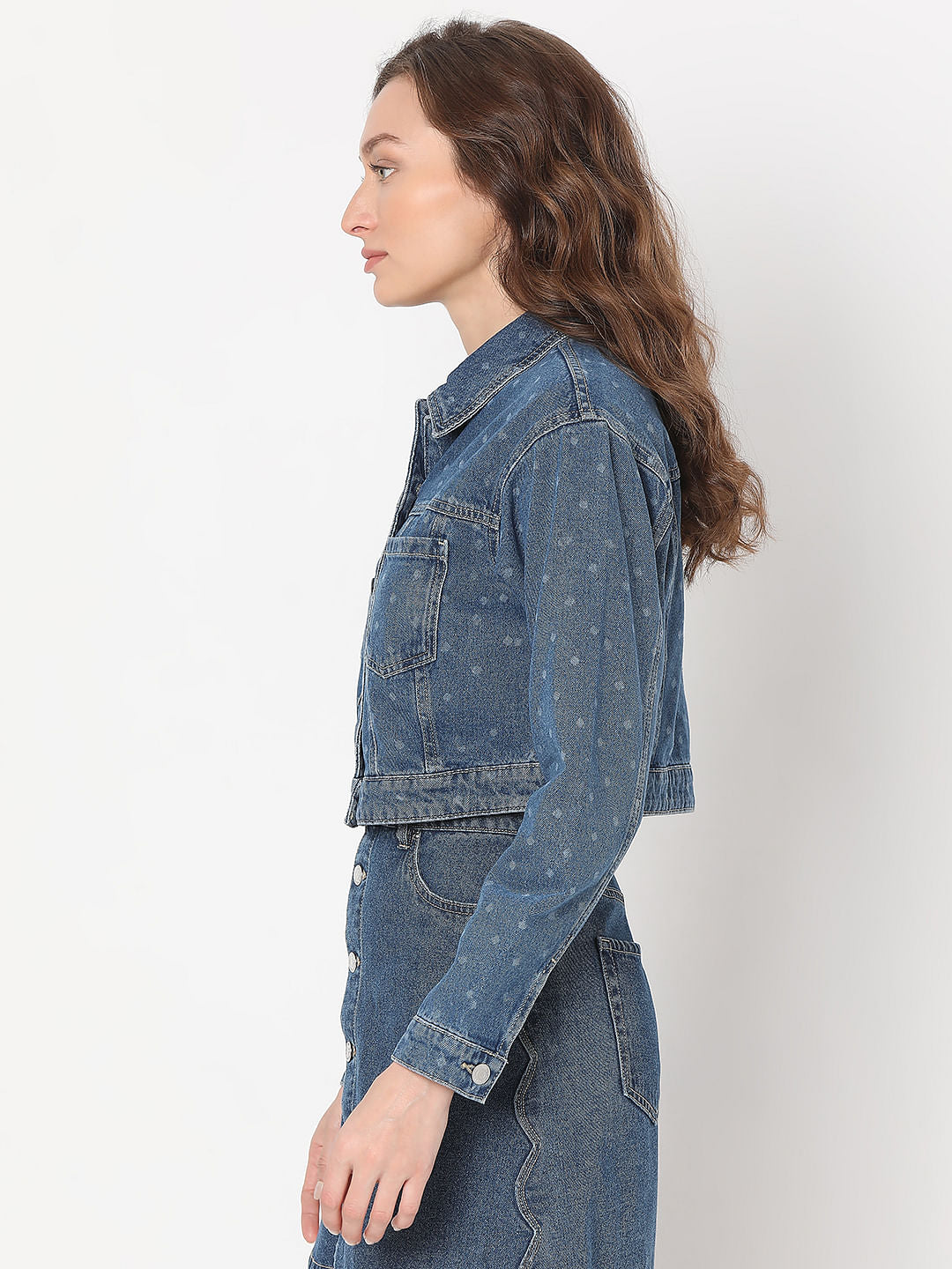 Blue Cropped Denim Jacket