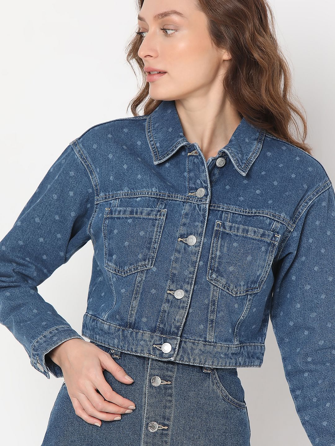 Blue Cropped Denim Jacket