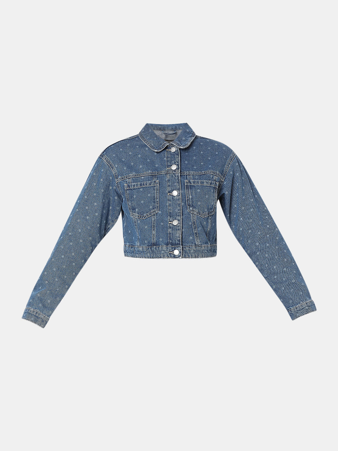 Blue Cropped Denim Jacket