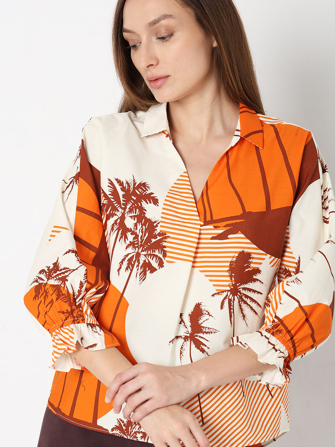 Orange Printed Top