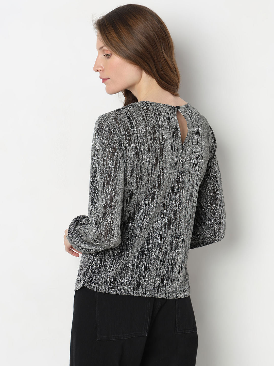 Black Metallic Knit Top