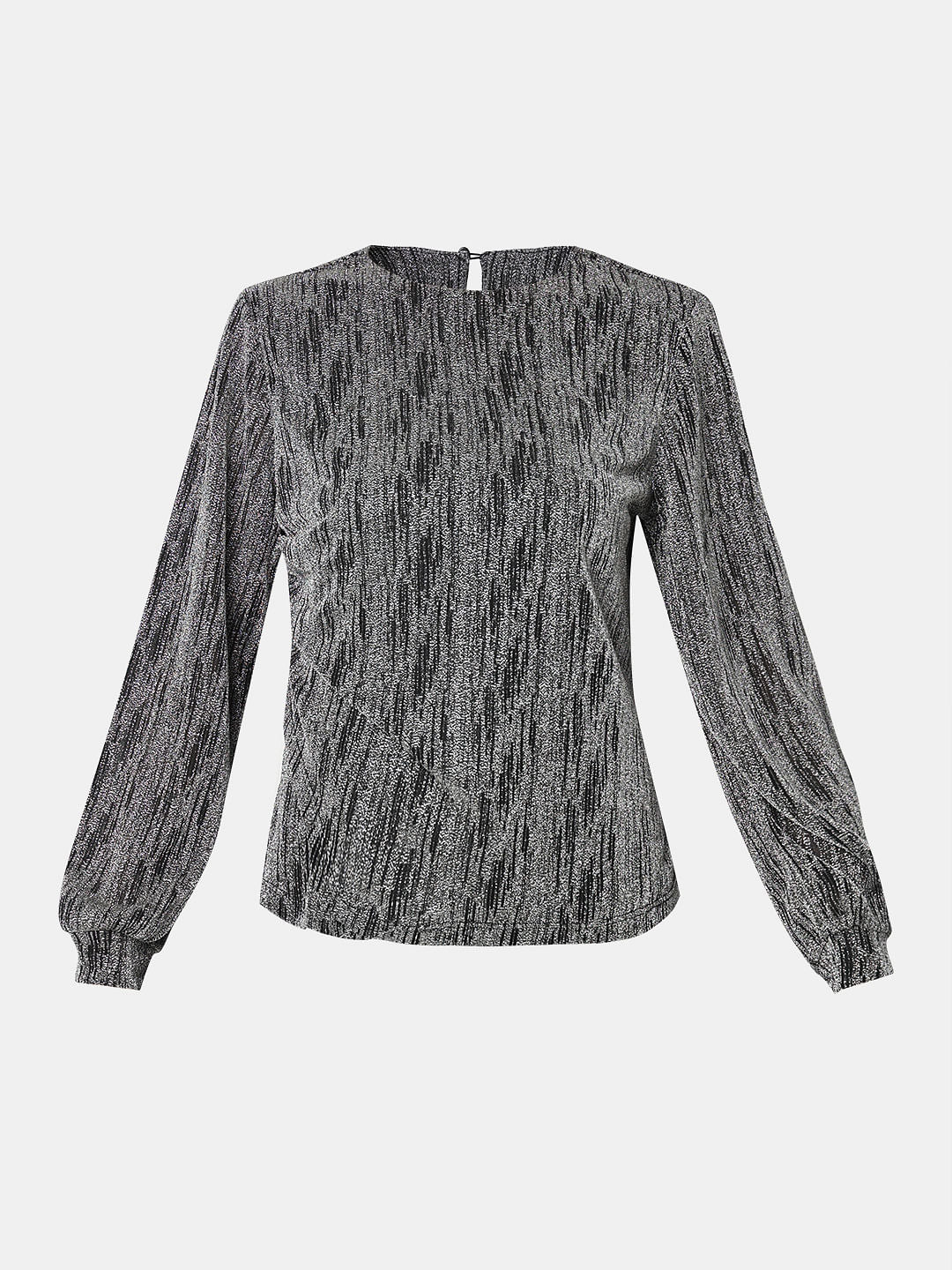 Black Metallic Knit Top