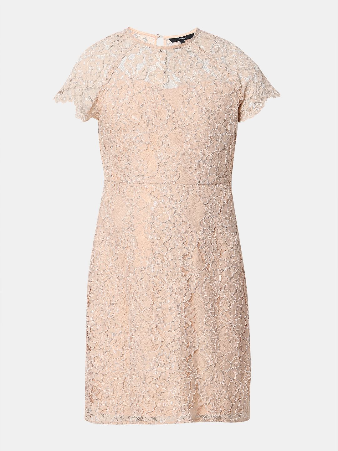Peach Floral Lace Dress