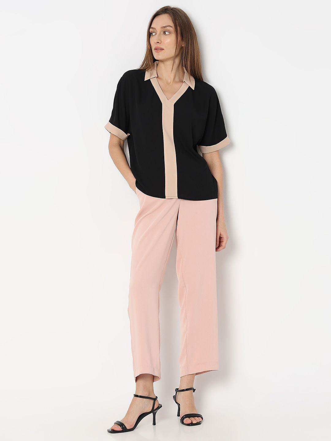 Black Contrast Tape Top