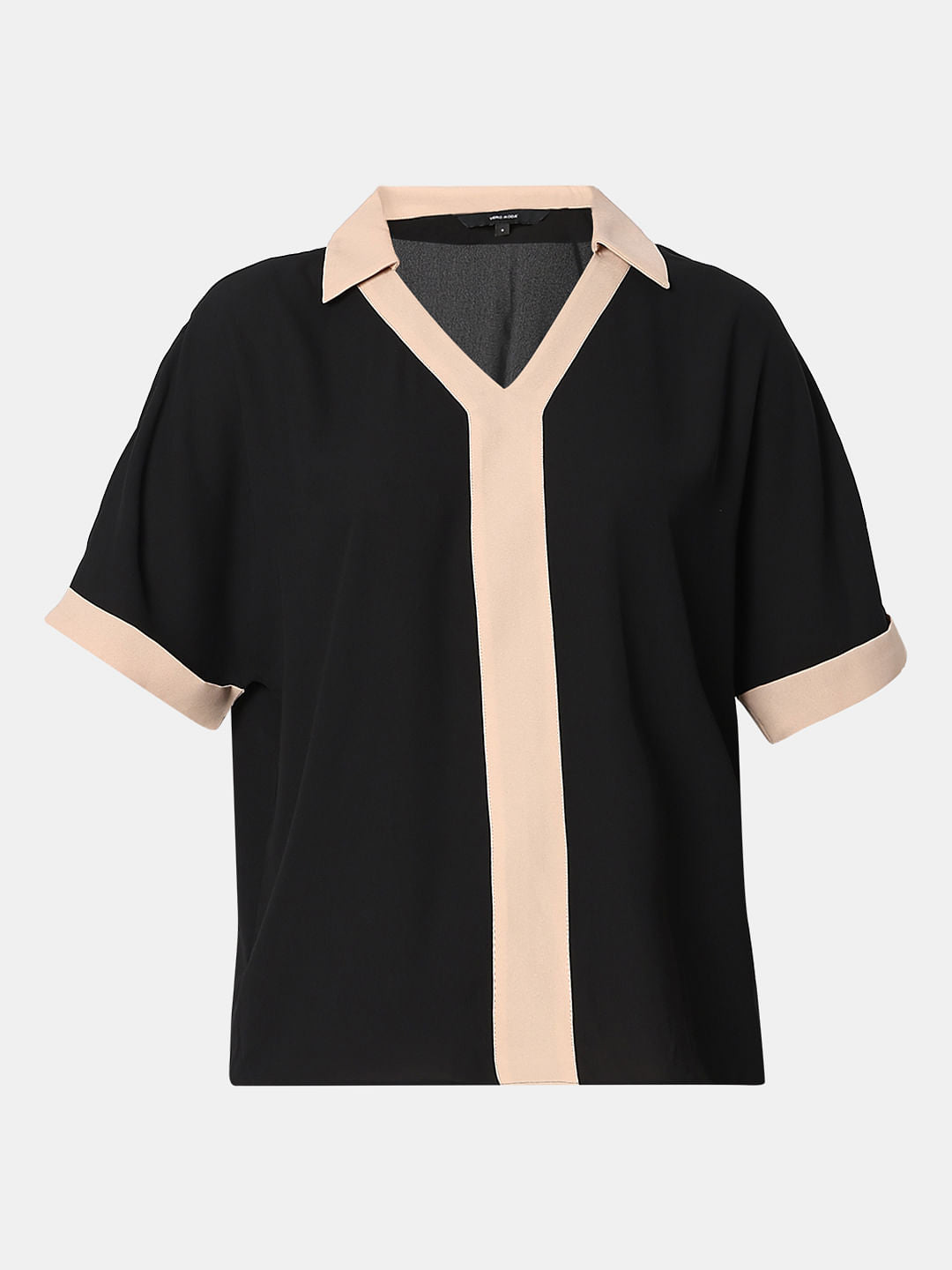 Black Contrast Tape Top