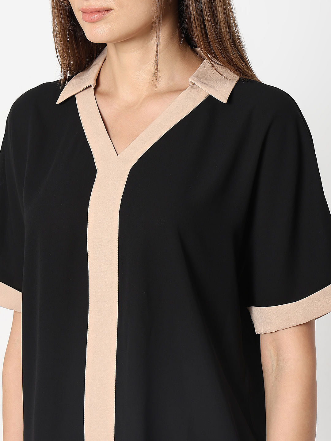 Black Contrast Tape Top