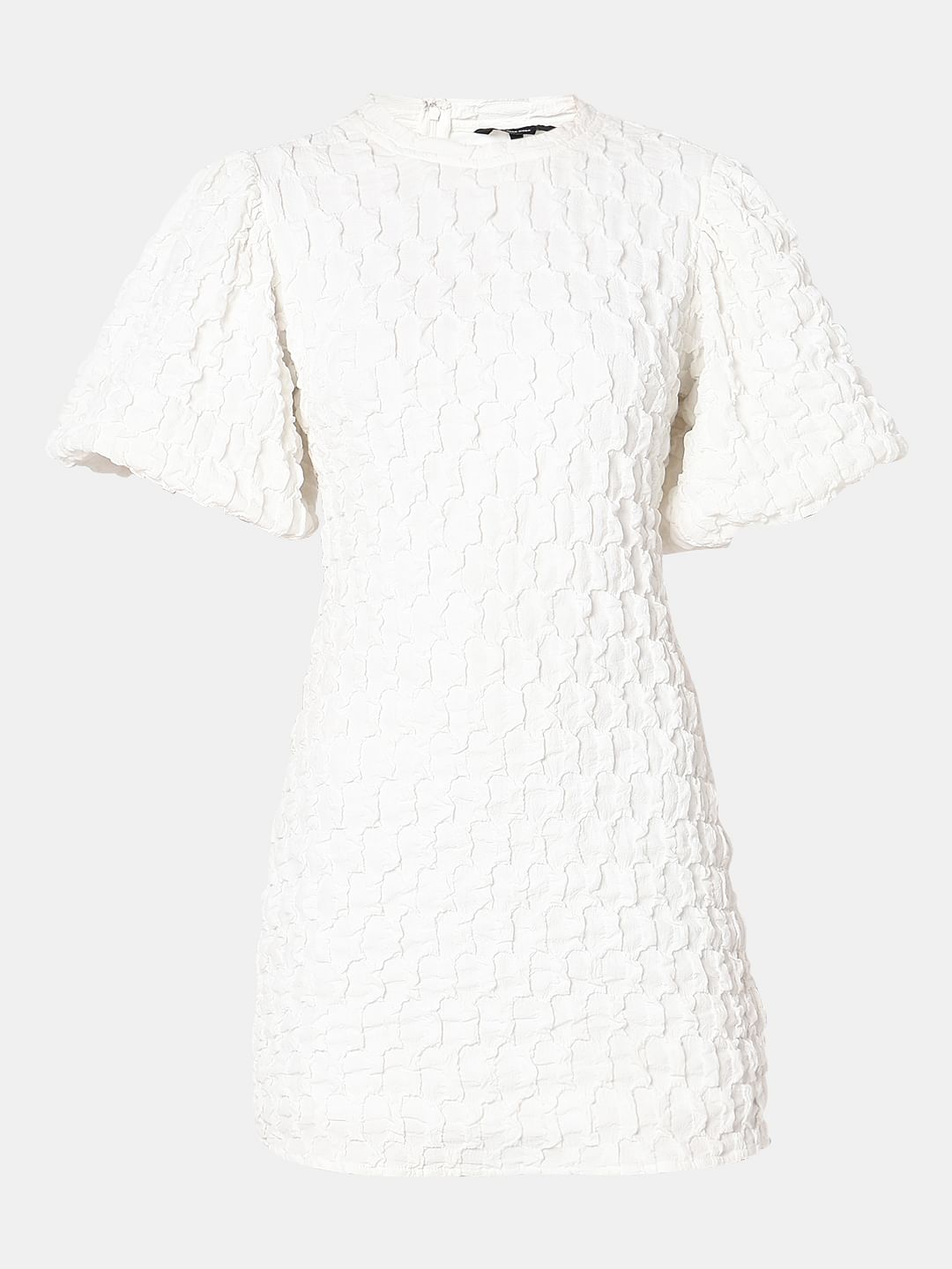 White Textured Mini Dress