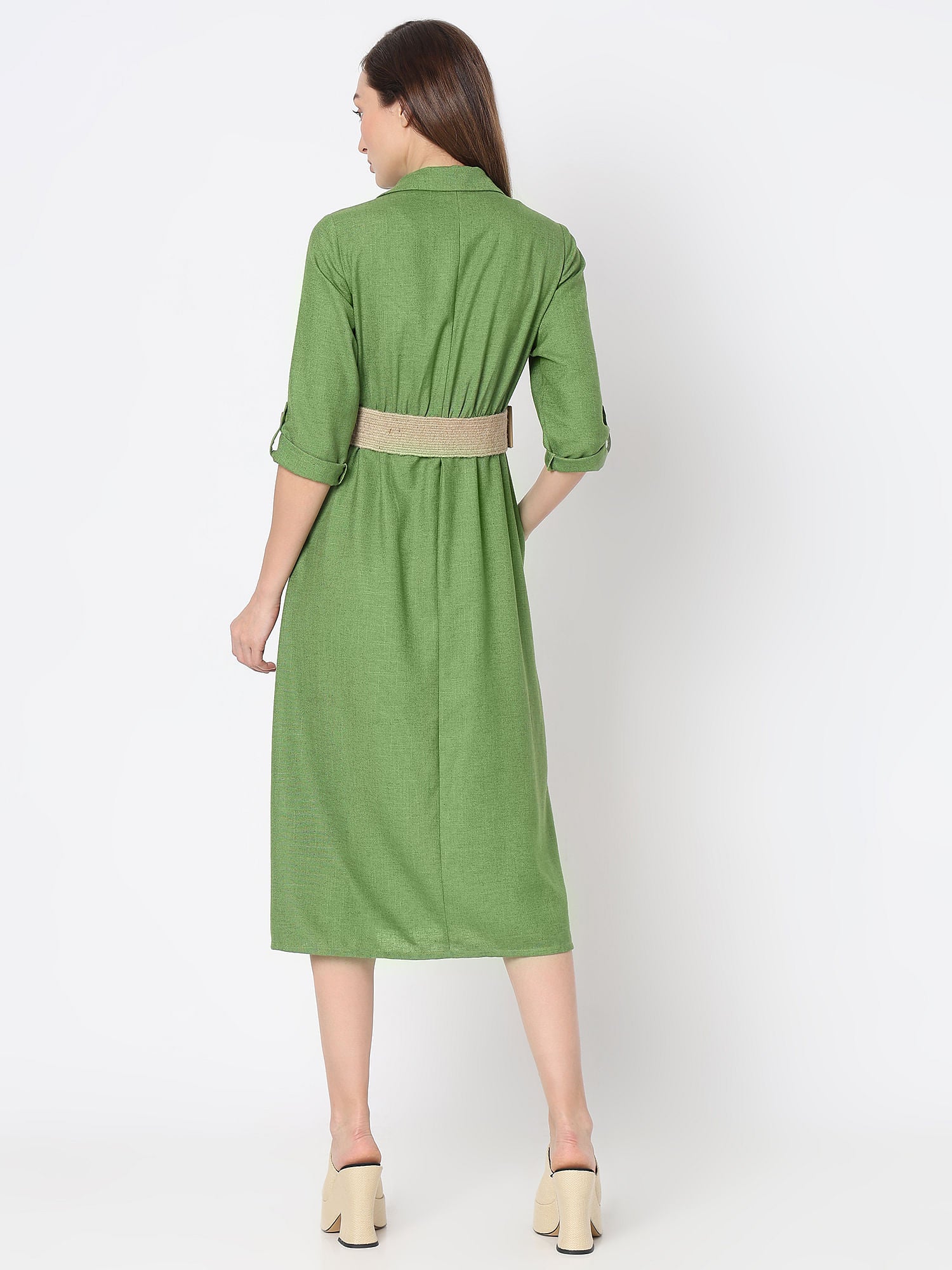 Green Midi Shirt Dress