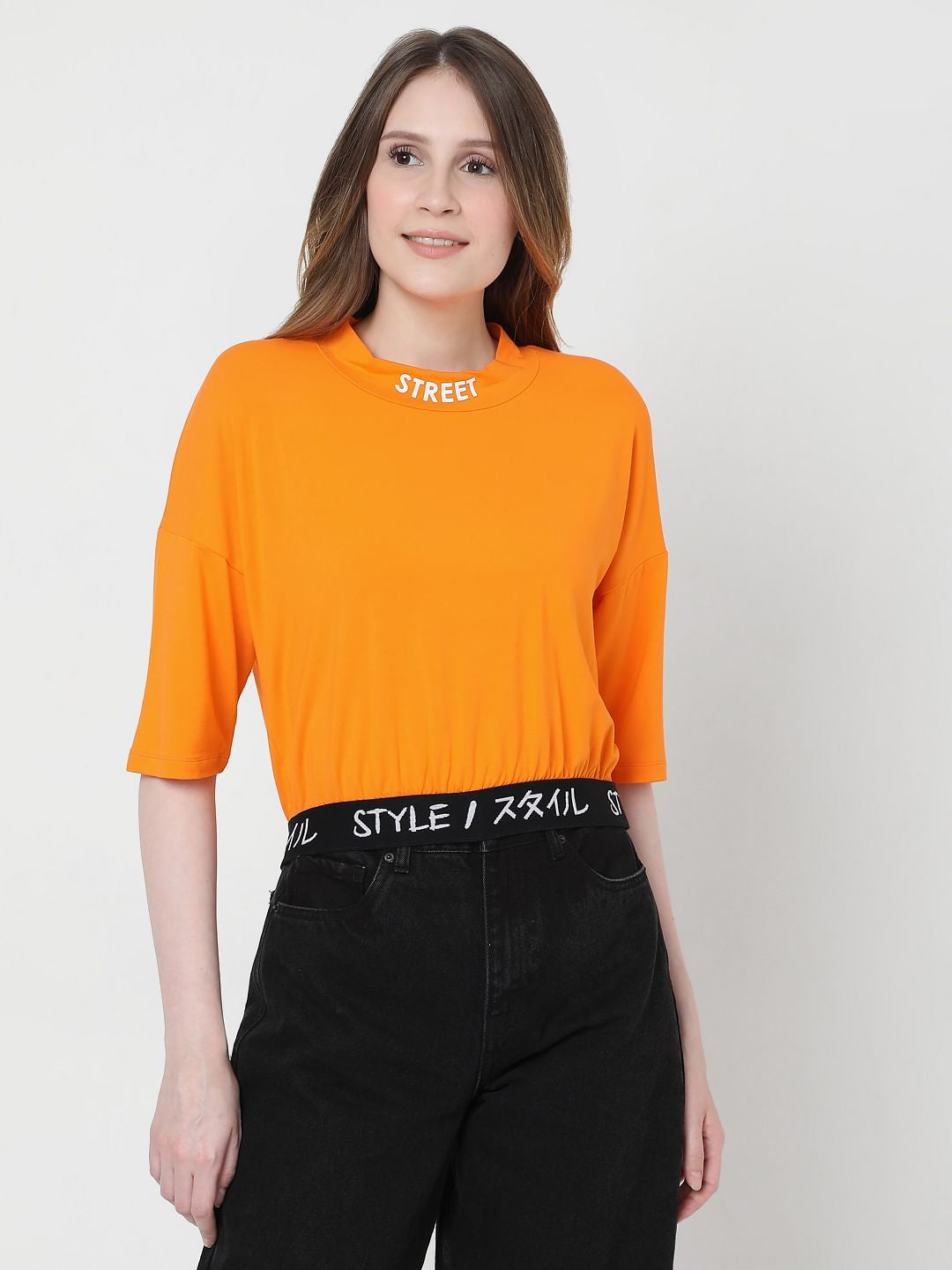 Orange Cropped T-Shirt