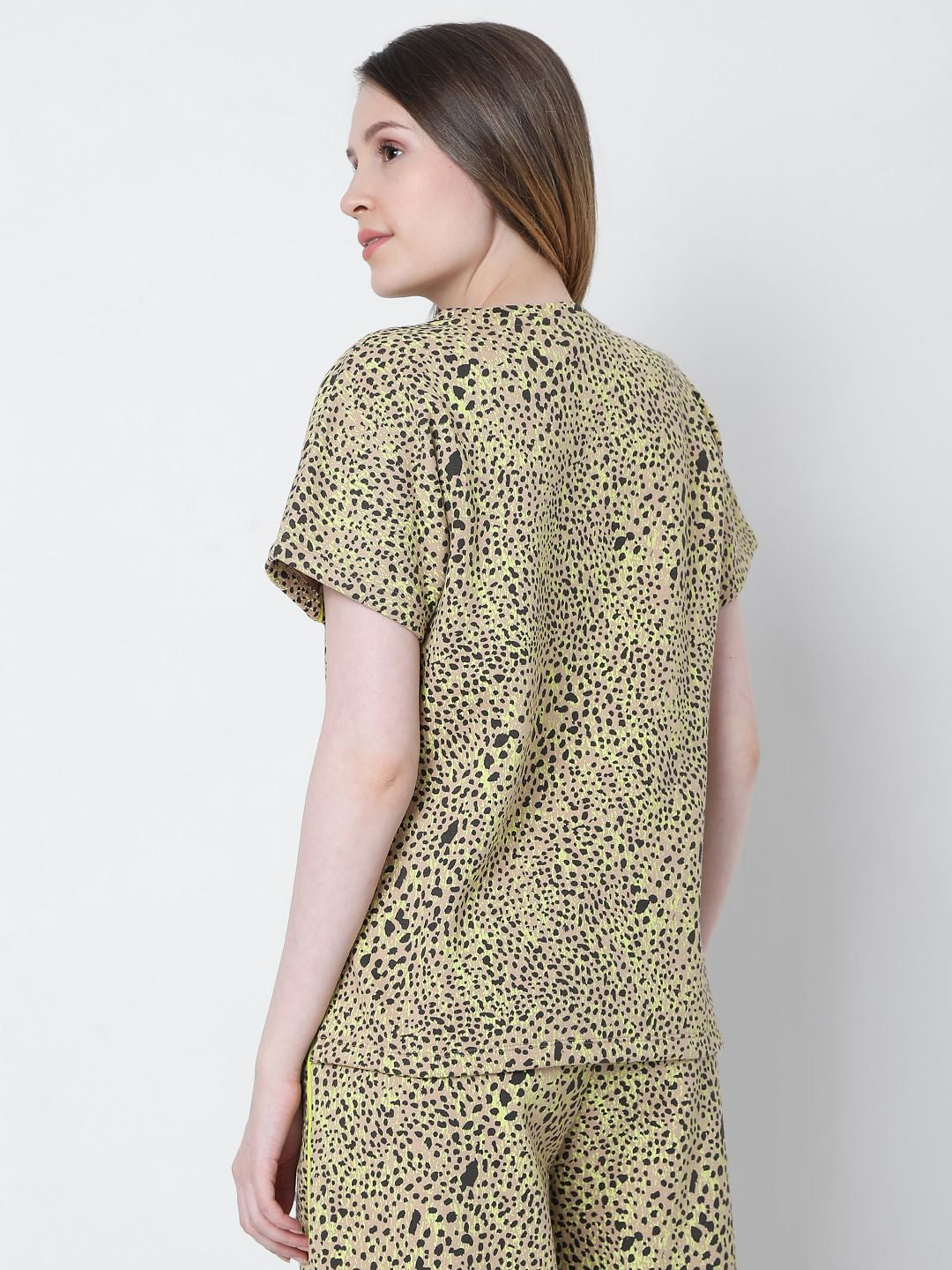 Beige Animal Print Co-Ord Top