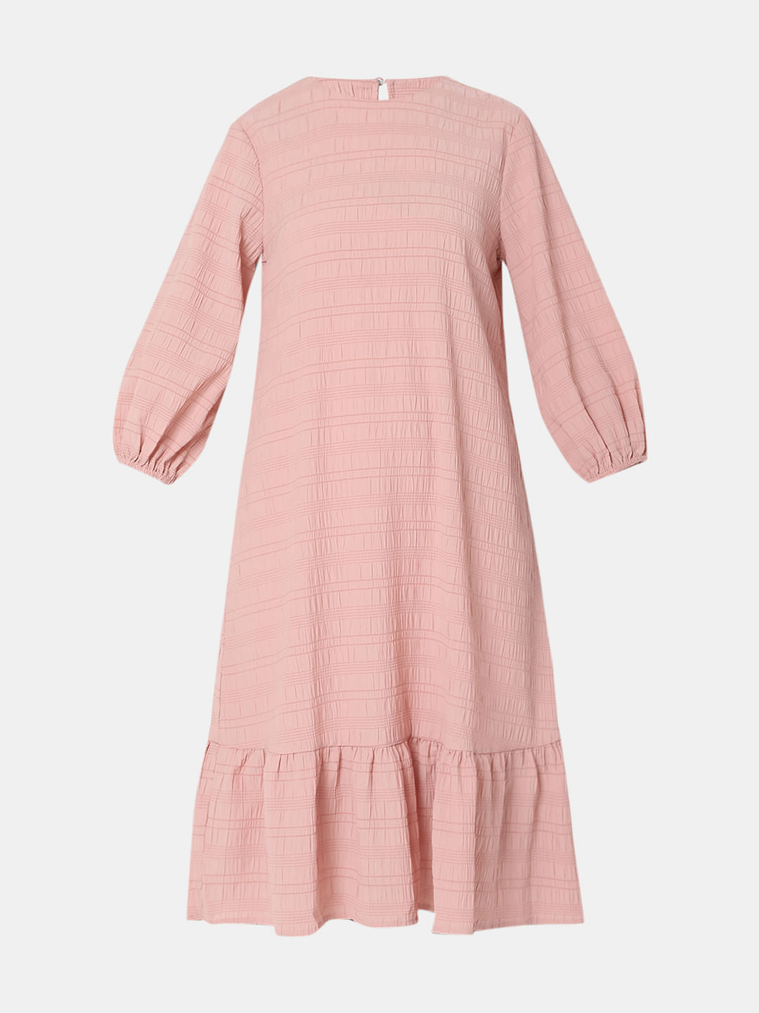 Pink Textured Midi Dress
