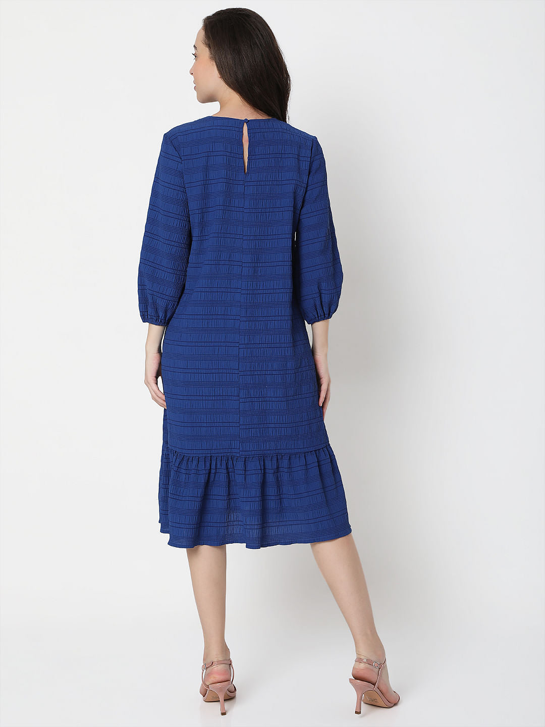 Blue Striped Midi Dress