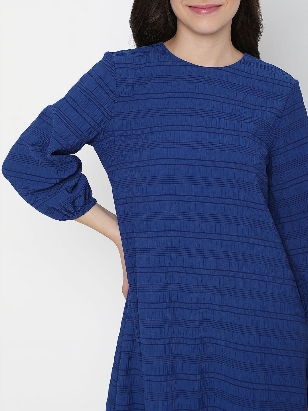 Blue Striped Midi Dress