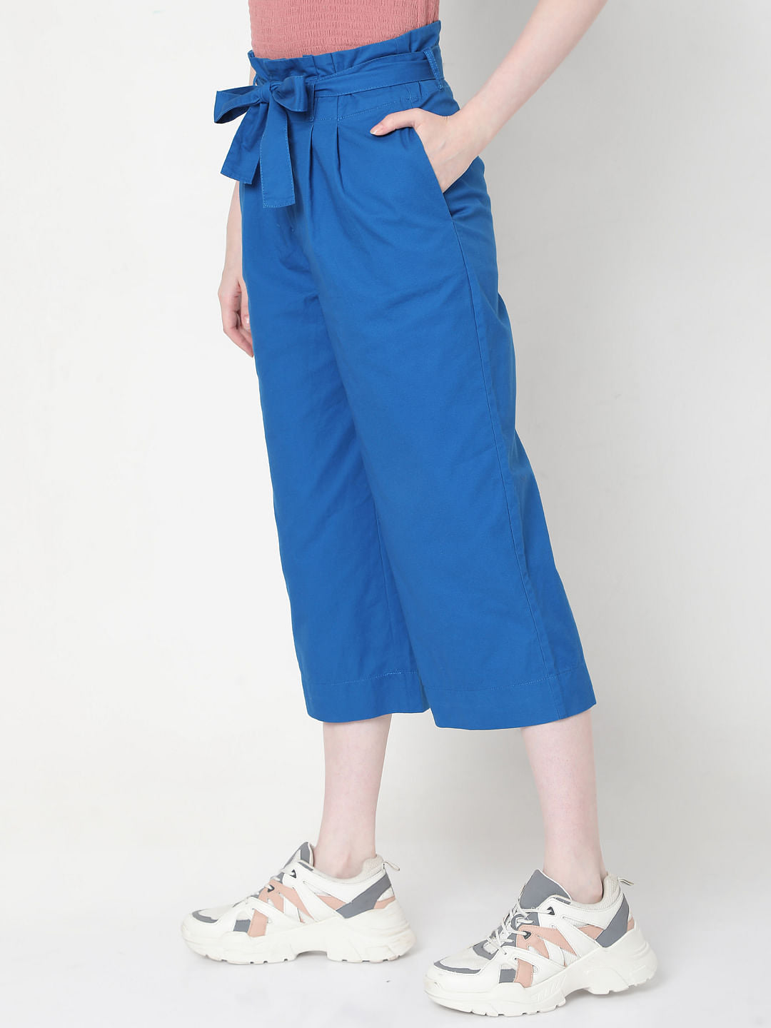 Blue Tie Up Culottes